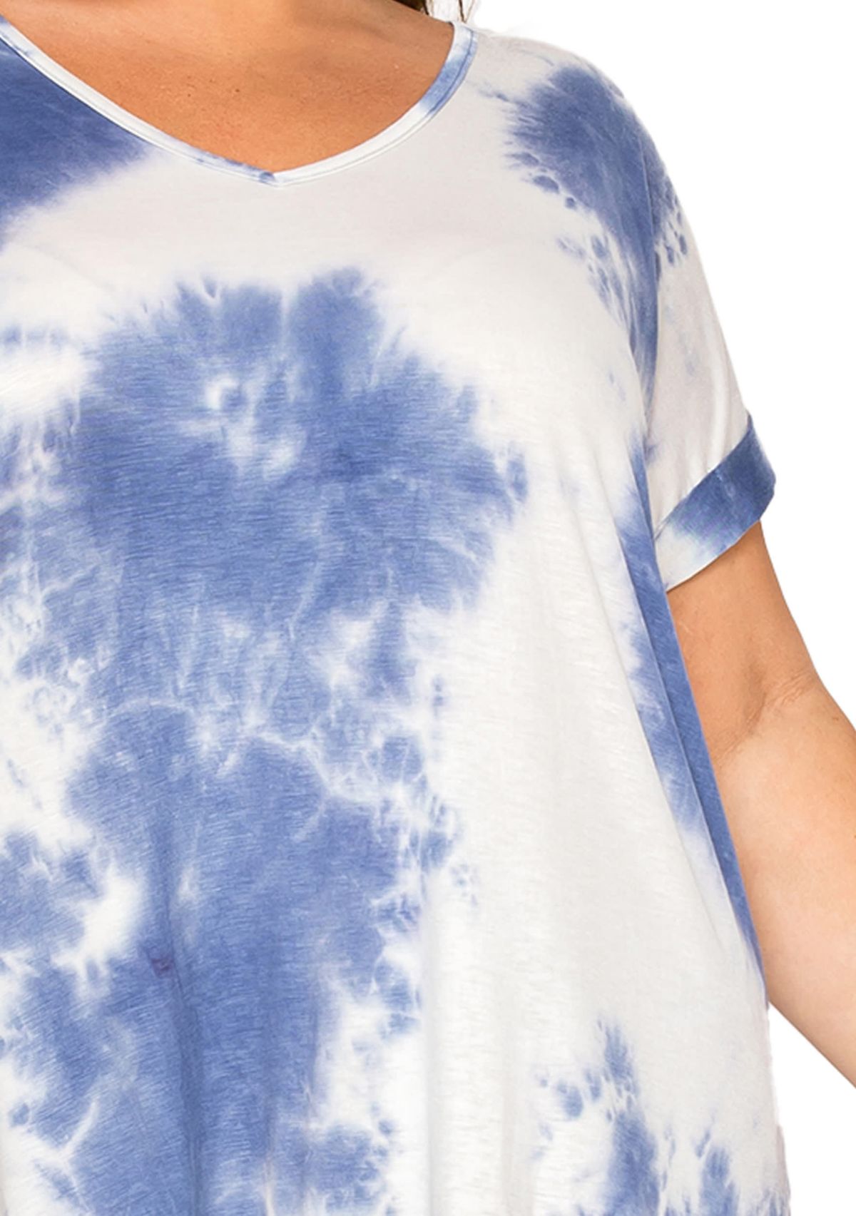 Hand Tie Dye V Neck Rolled Sleeve