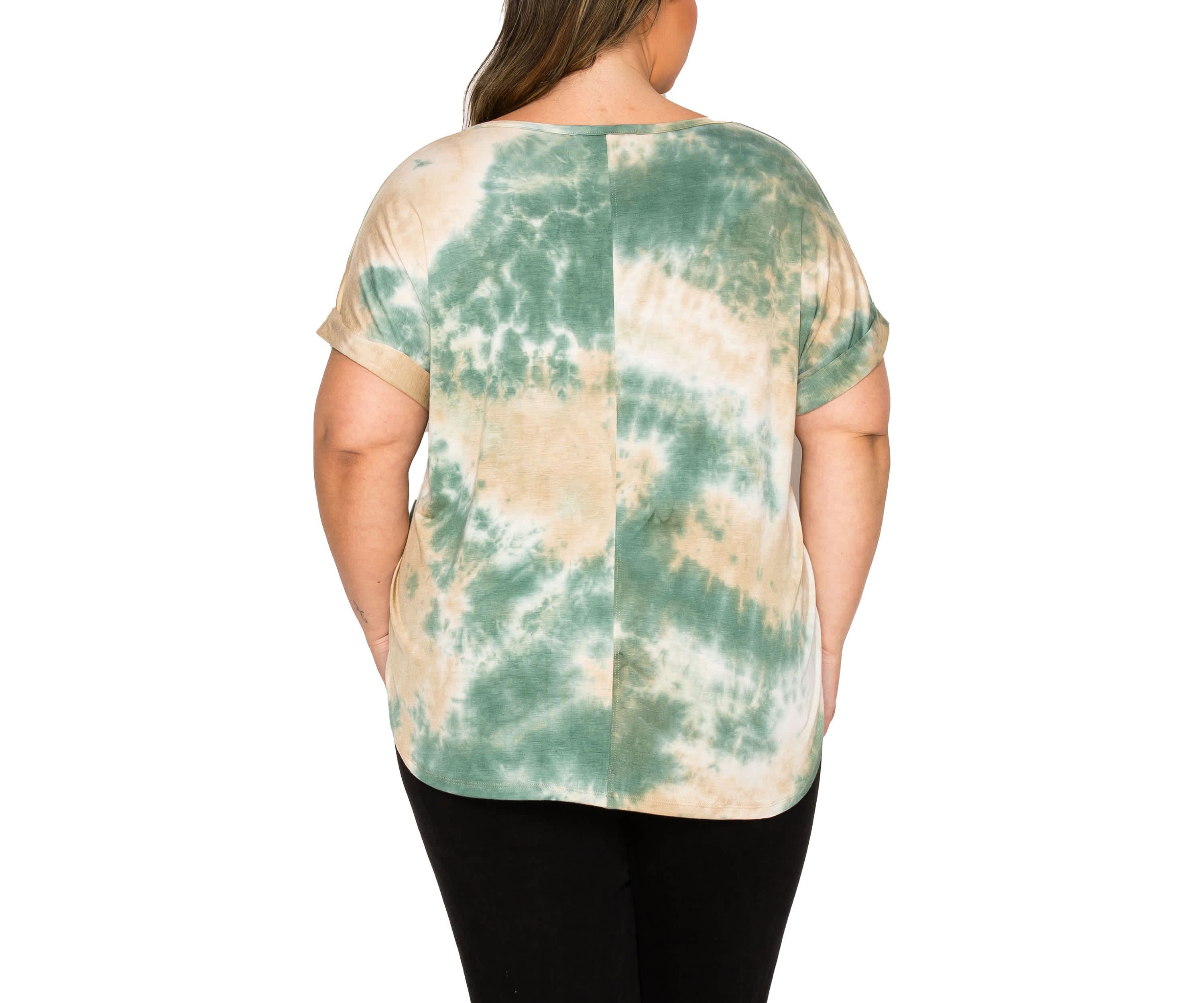 Hand Tie Dye V Neck Rolled Sleeve