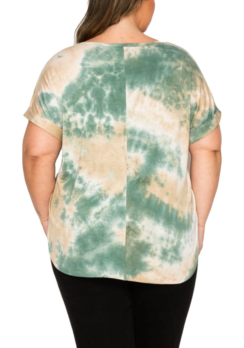 Hand Tie Dye V Neck Rolled Sleeve
