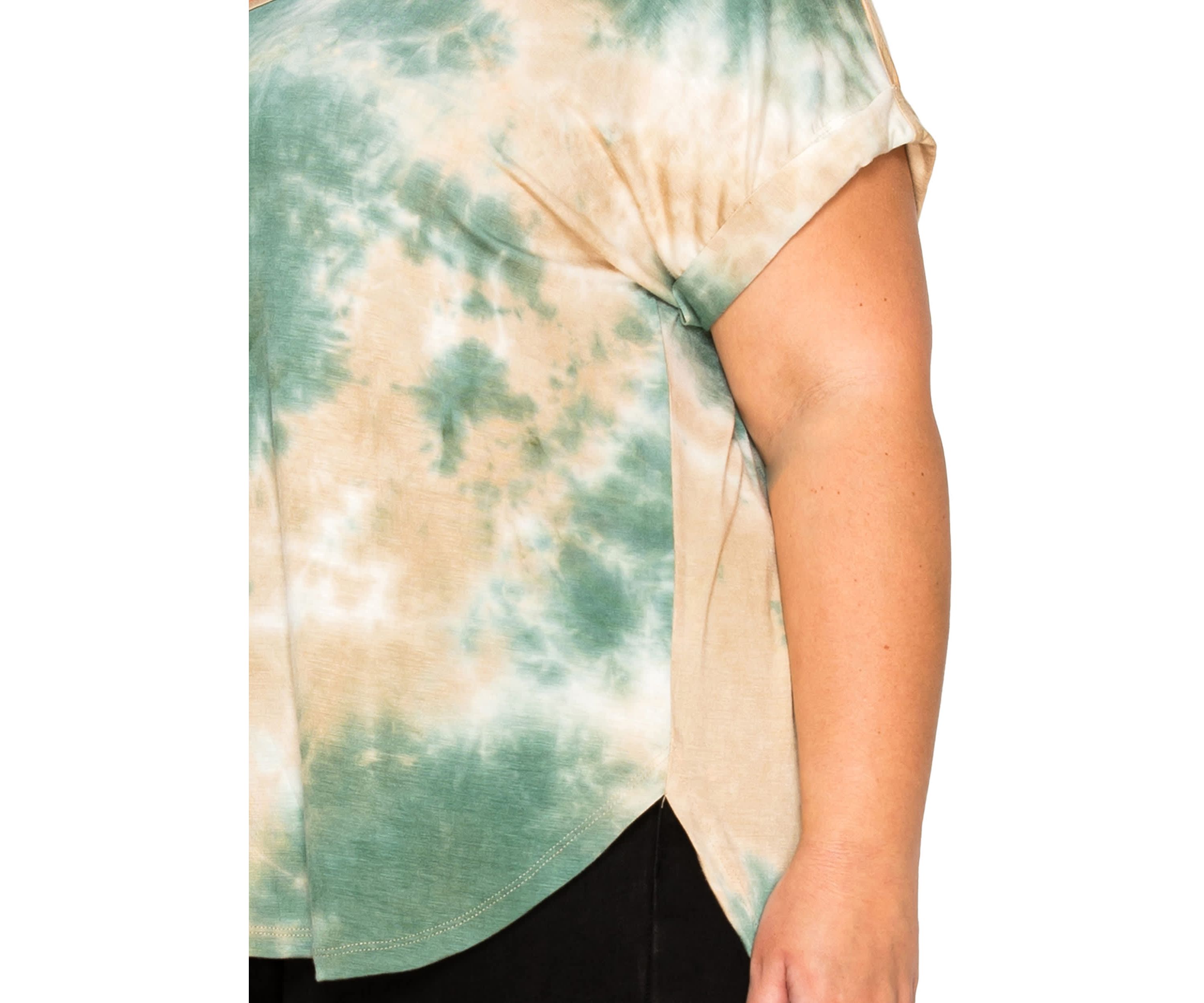 Hand Tie Dye V Neck Rolled Sleeve