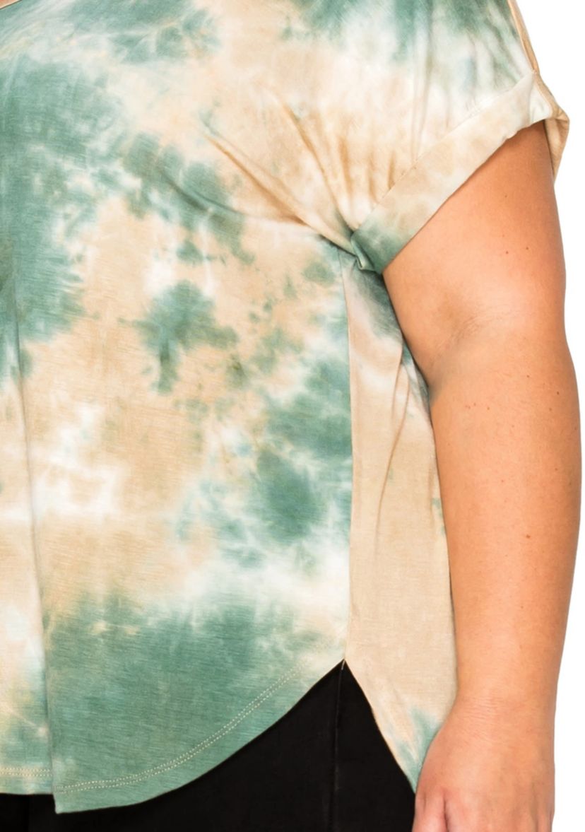 Hand Tie Dye V Neck Rolled Sleeve