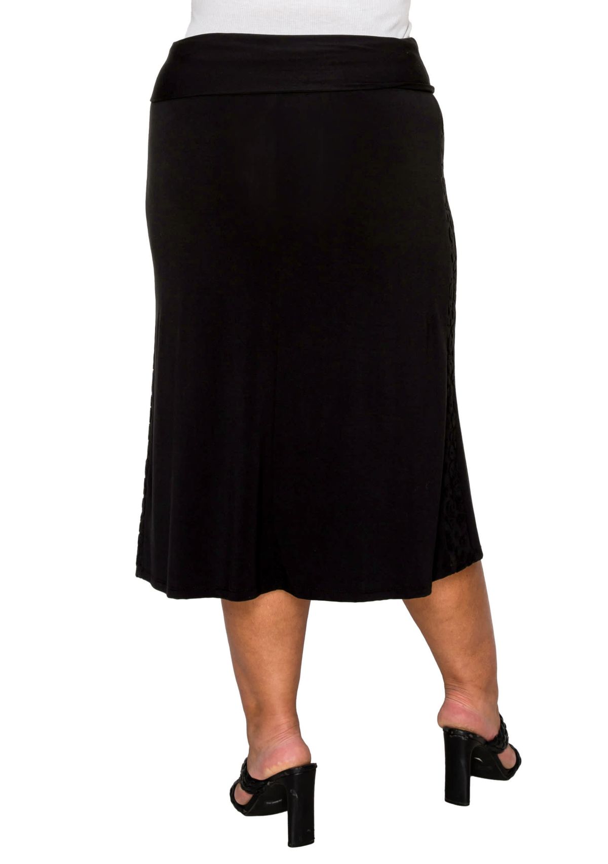 Cheetah Burnout Side Contrast Foldover Midi Skirt