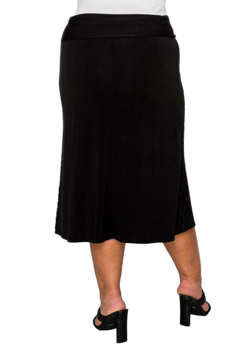 Cheetah Burnout Side Contrast Foldover Midi Skirt