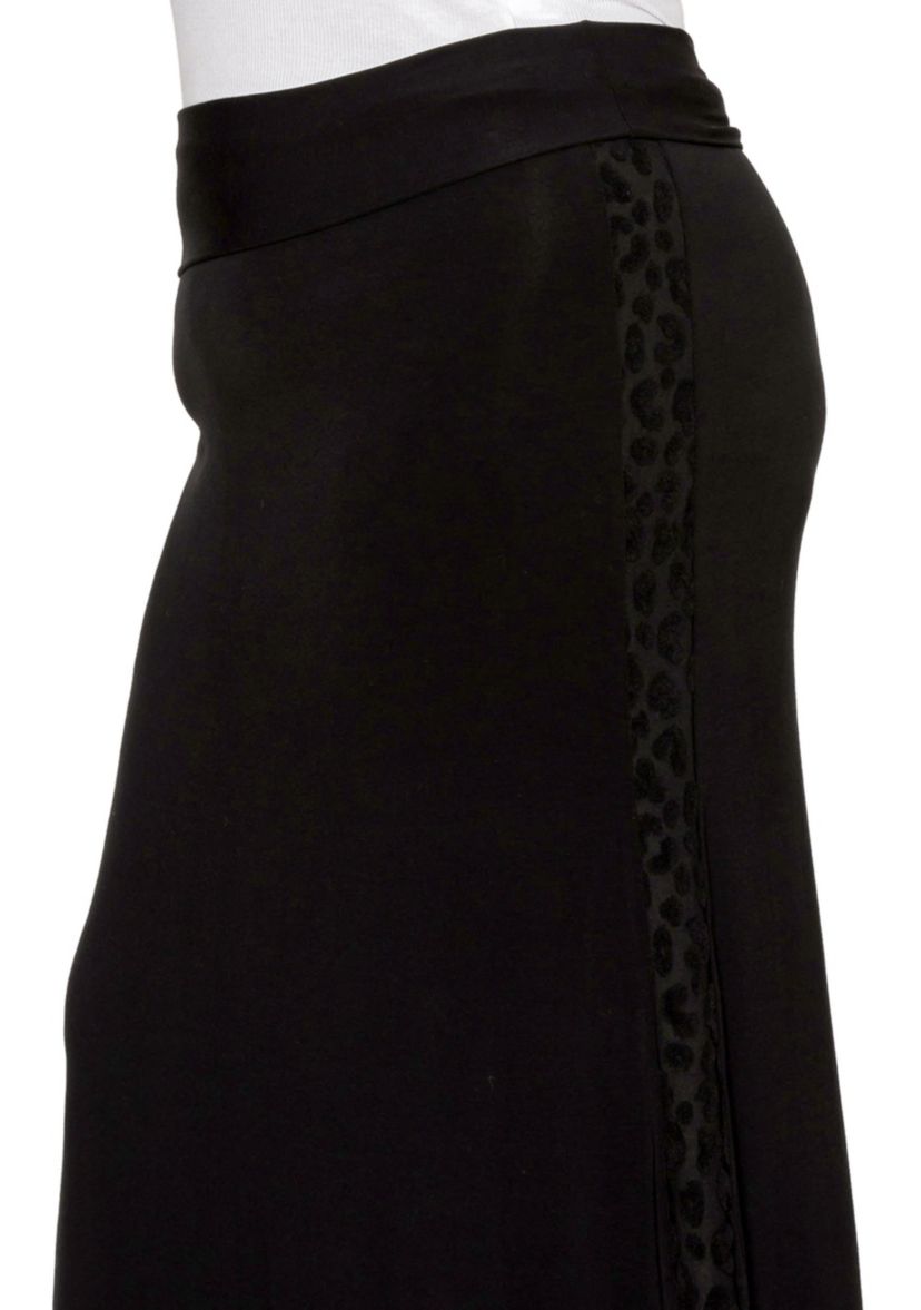 Cheetah Burnout Side Contrast Foldover Midi Skirt