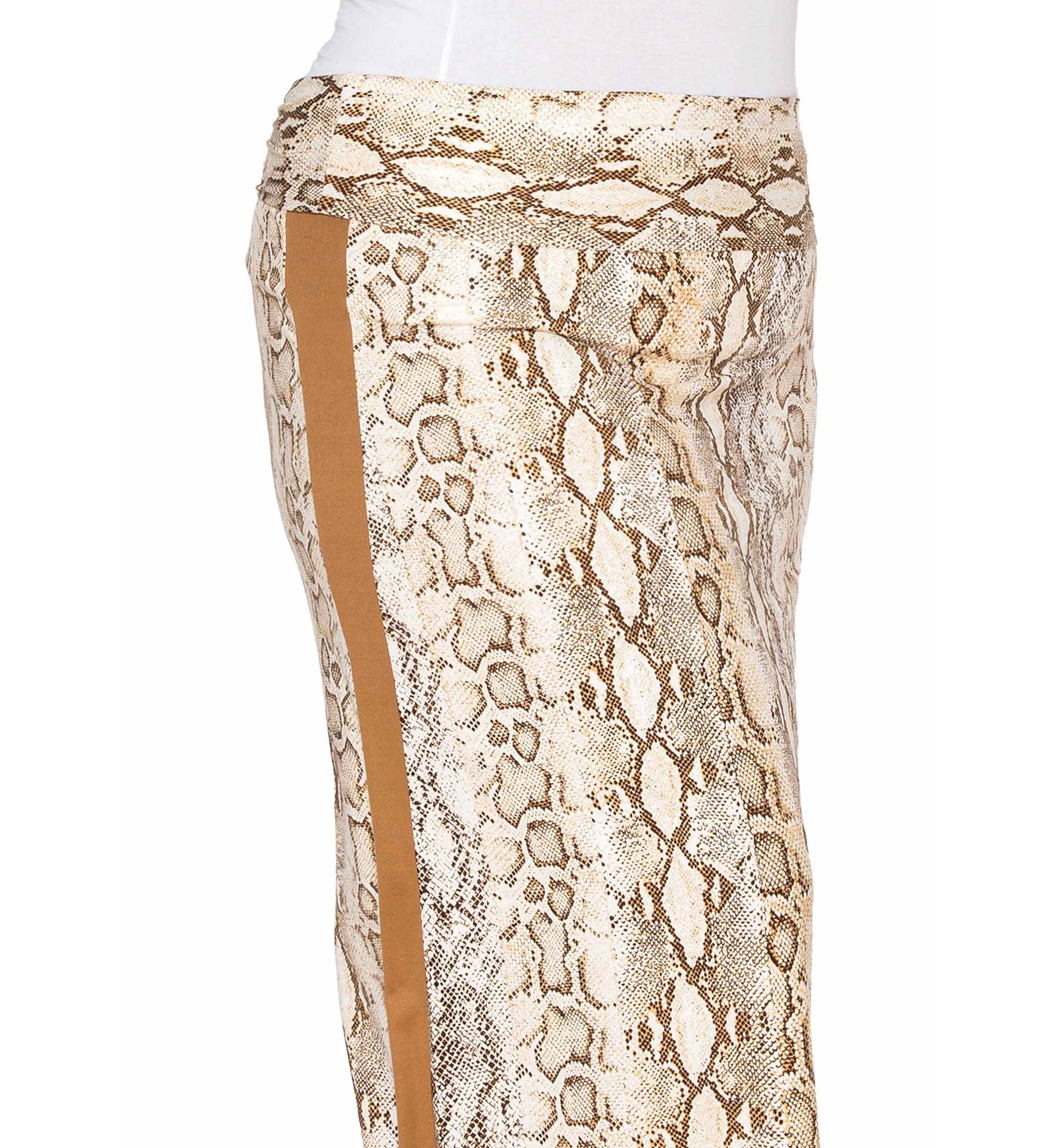 Python Side Contrast Foldover Midi Skirt