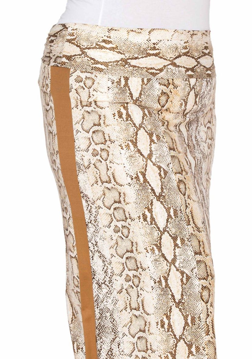 Python Side Contrast Foldover Midi Skirt