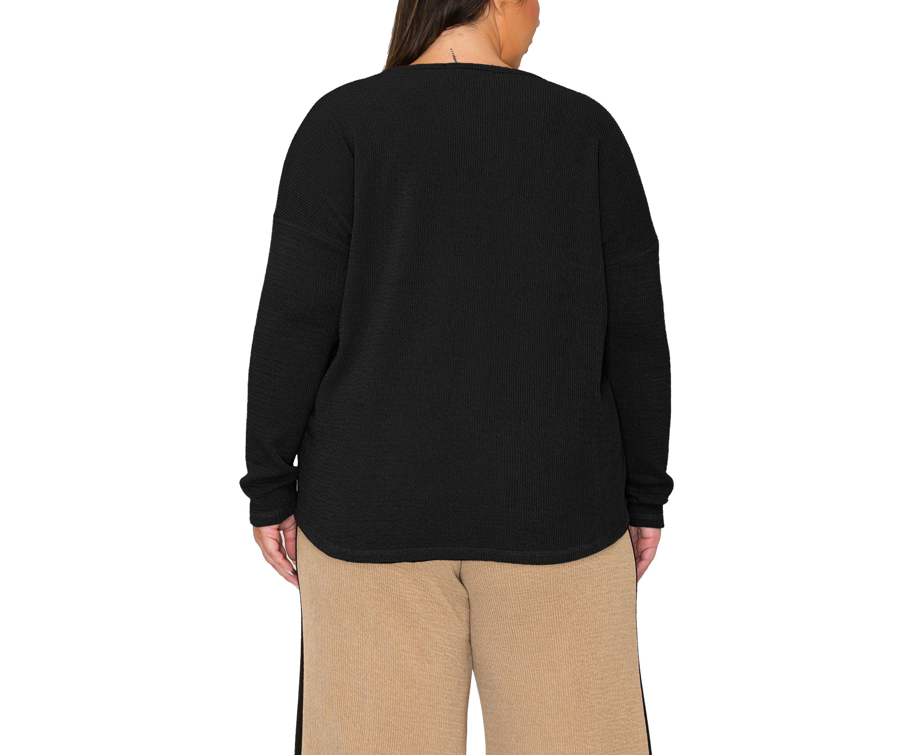 Textured Rib Front Seam Dolman Long Sleeve