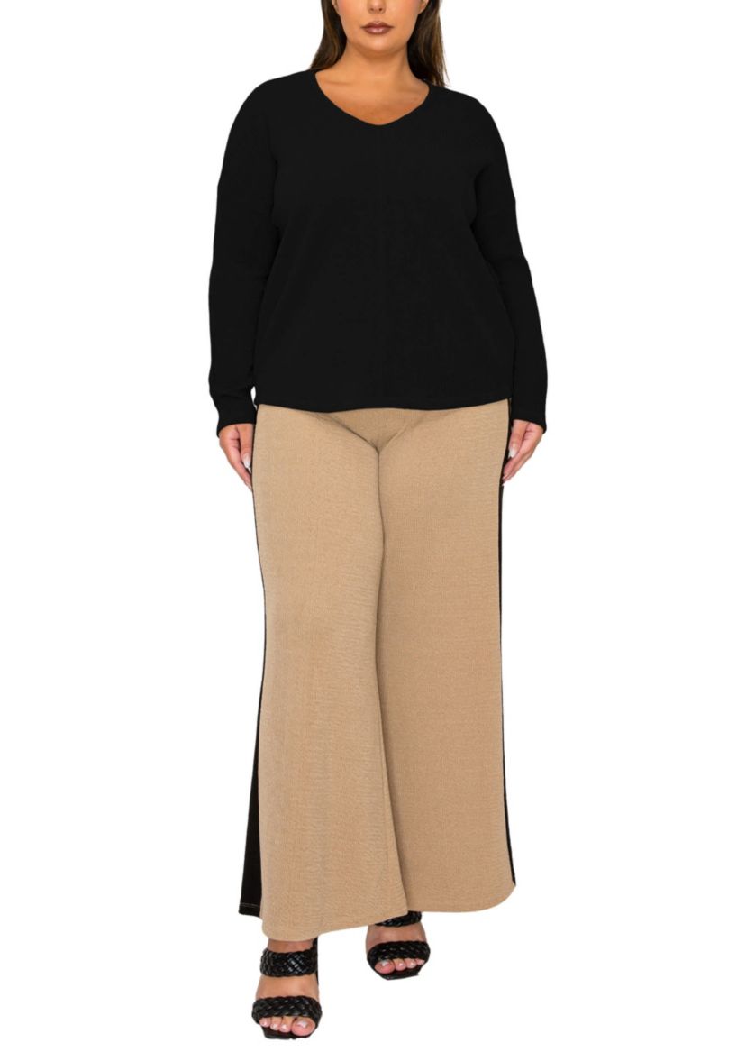 Textured Rib Front Seam Dolman Long Sleeve