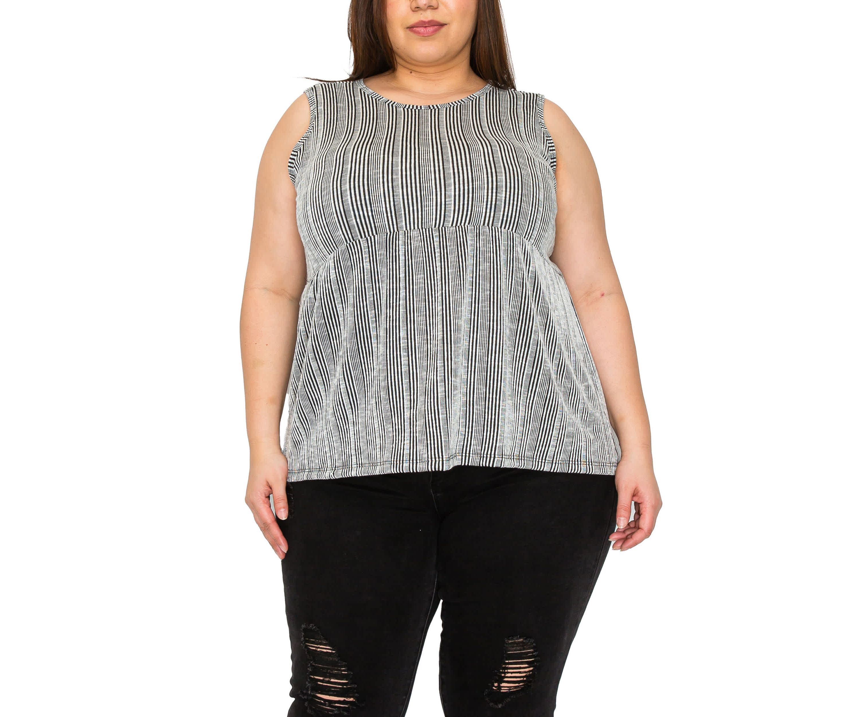 Variegaed Textured Stripe Baby Doll Tank