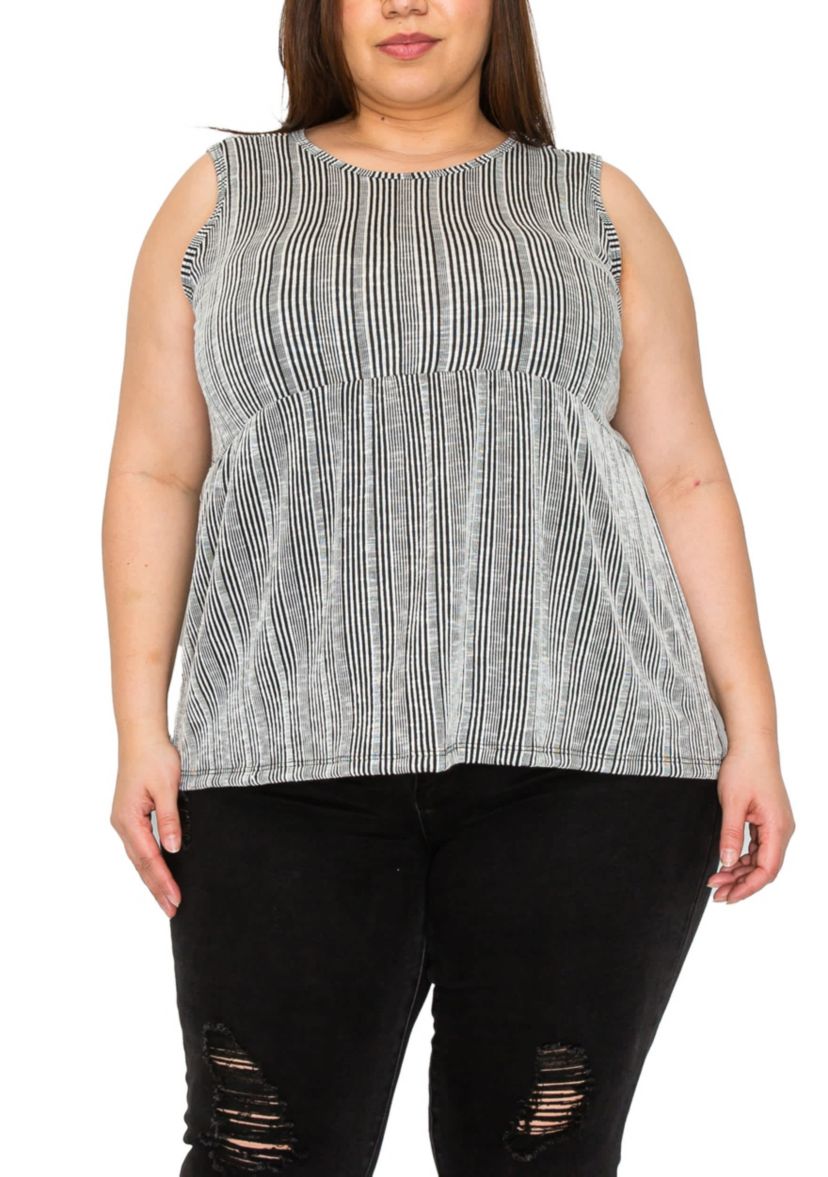 Variegaed Textured Stripe Baby Doll Tank