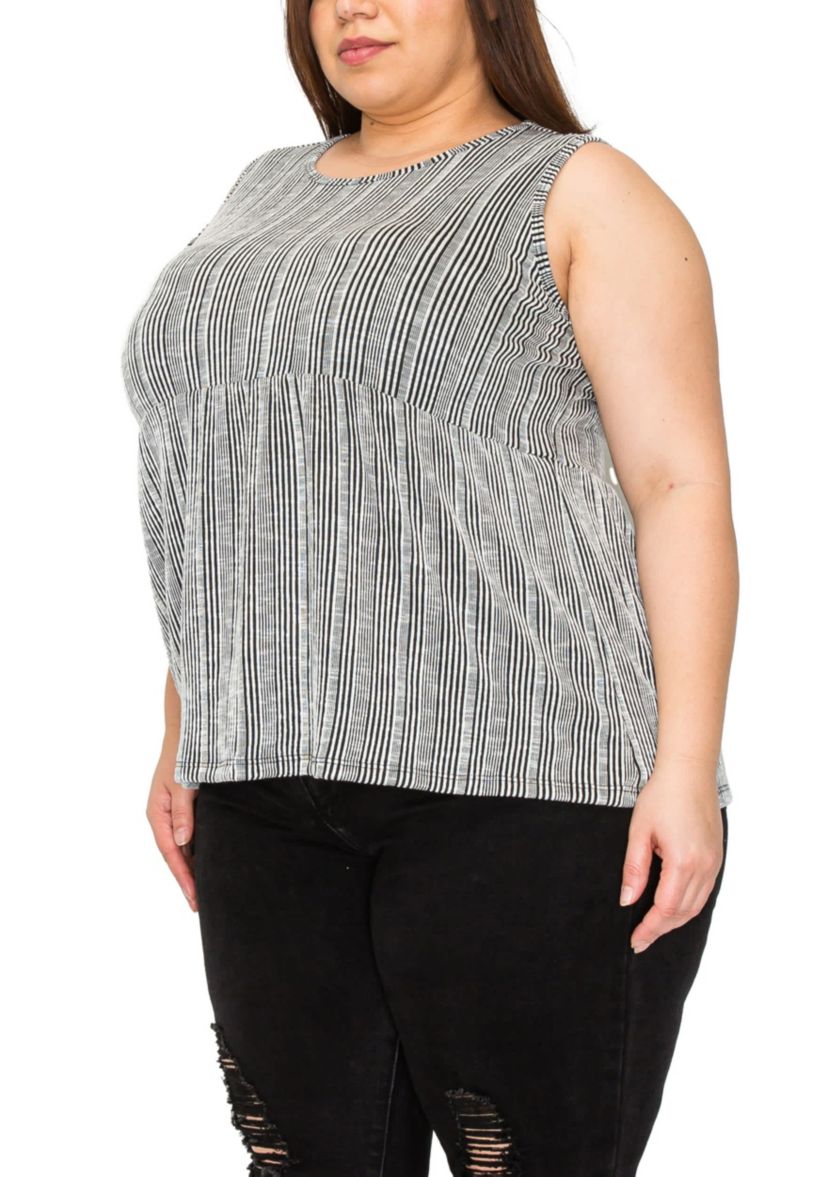Variegaed Textured Stripe Baby Doll Tank