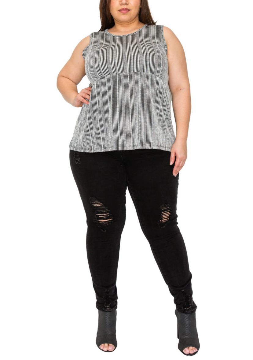 Variegaed Textured Stripe Baby Doll Tank