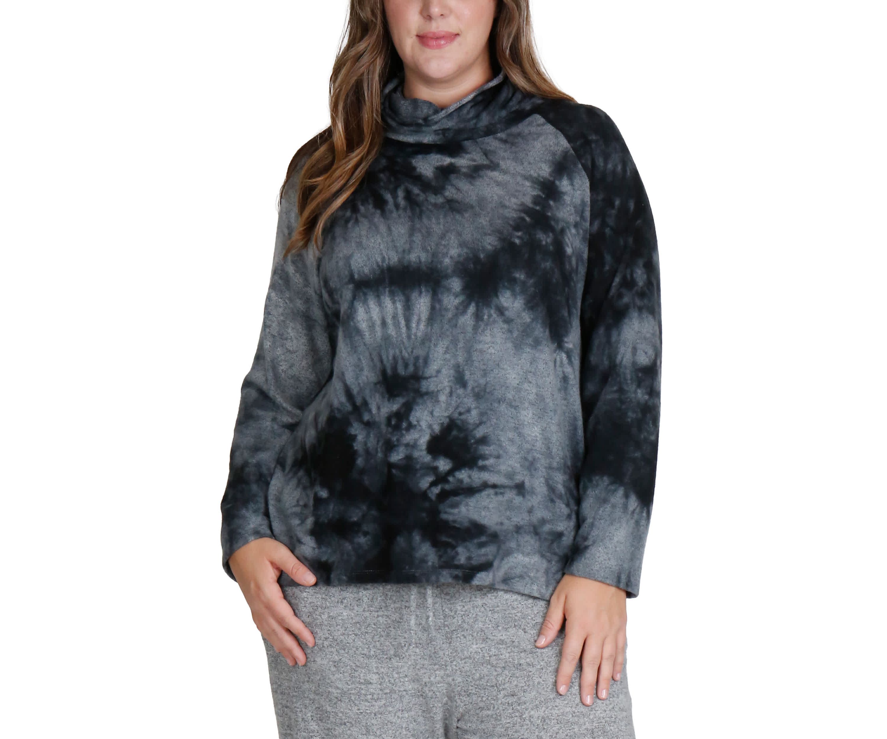 Hand Tie Dye Cozy Funnel Neck Long sleeve
