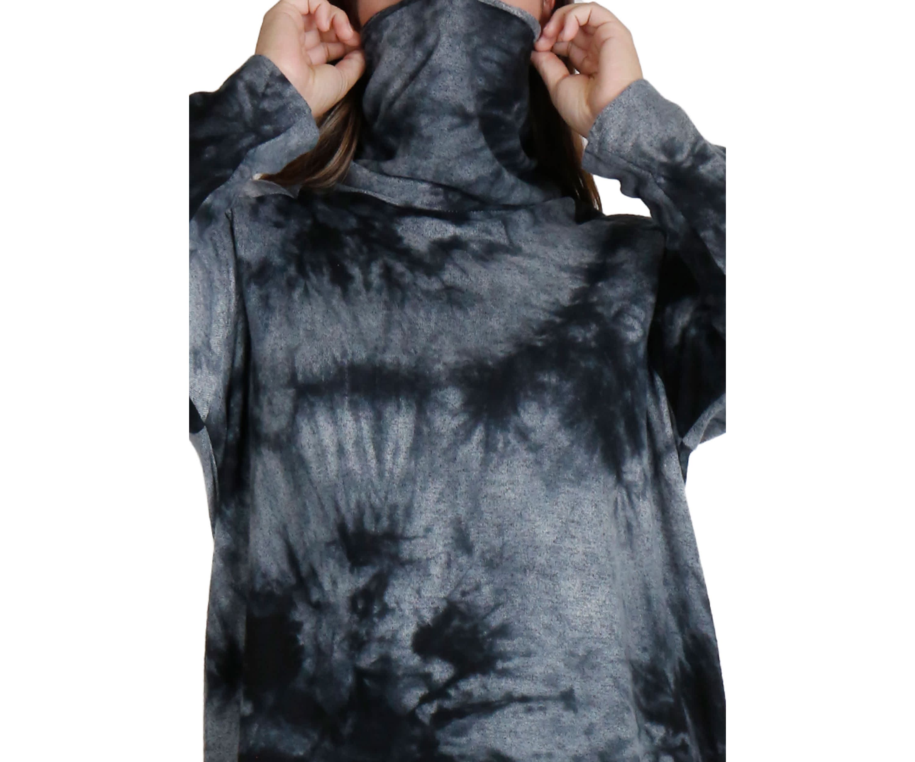 Hand Tie Dye Cozy Funnel Neck Long sleeve