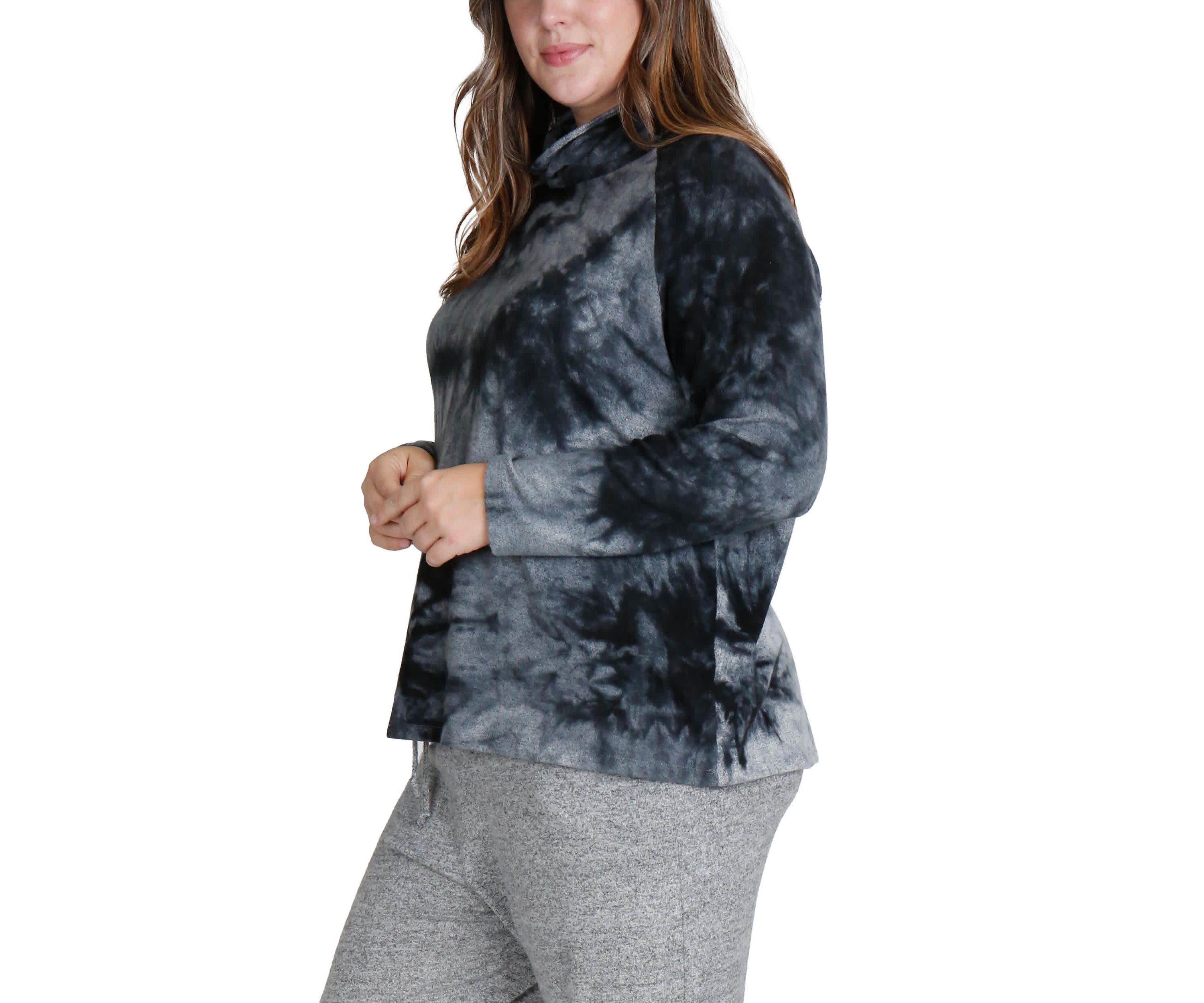 Hand Tie Dye Cozy Funnel Neck Long sleeve