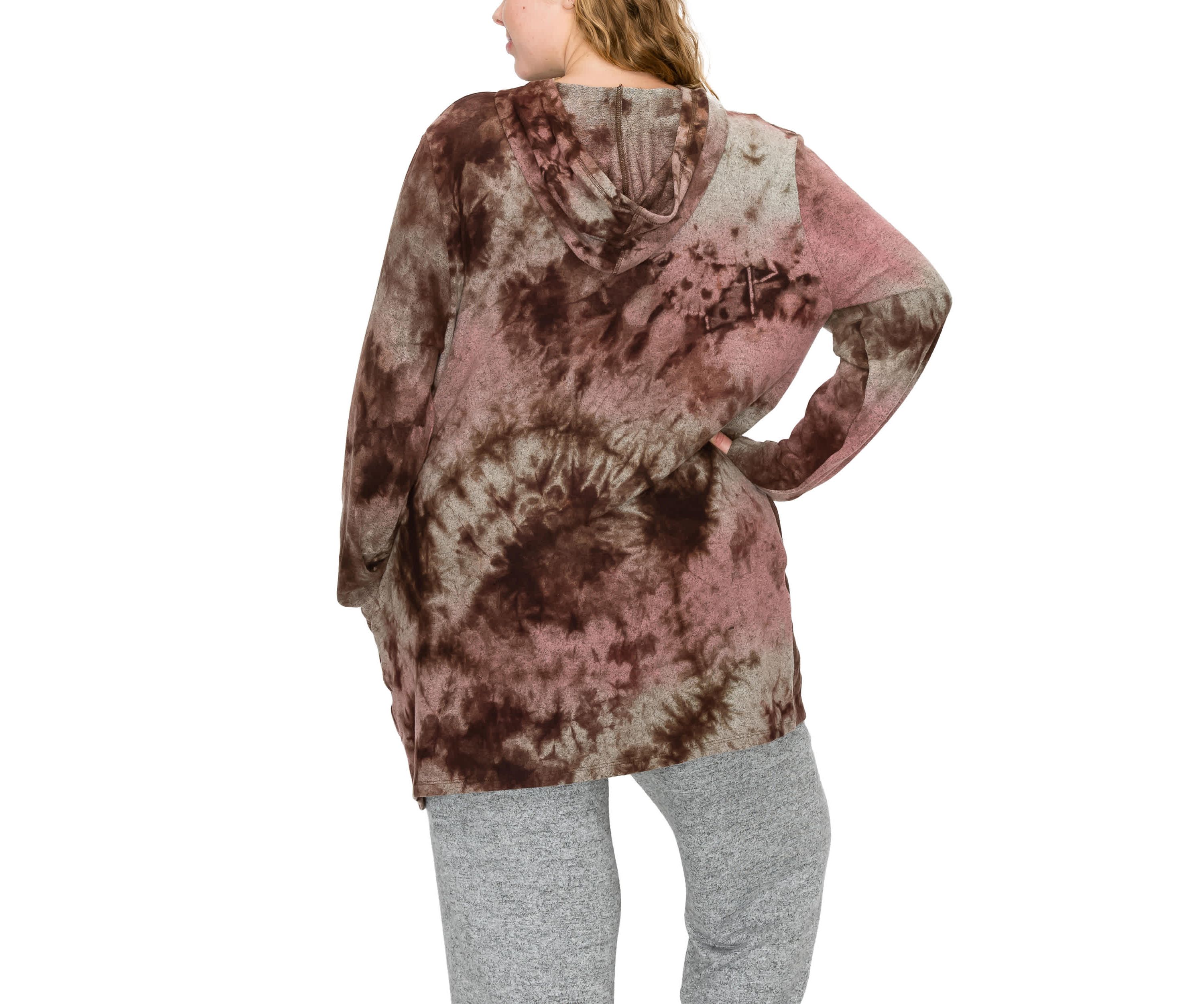 Hand Tie Dye Cozy One Button Hoodie Pocket Cardi