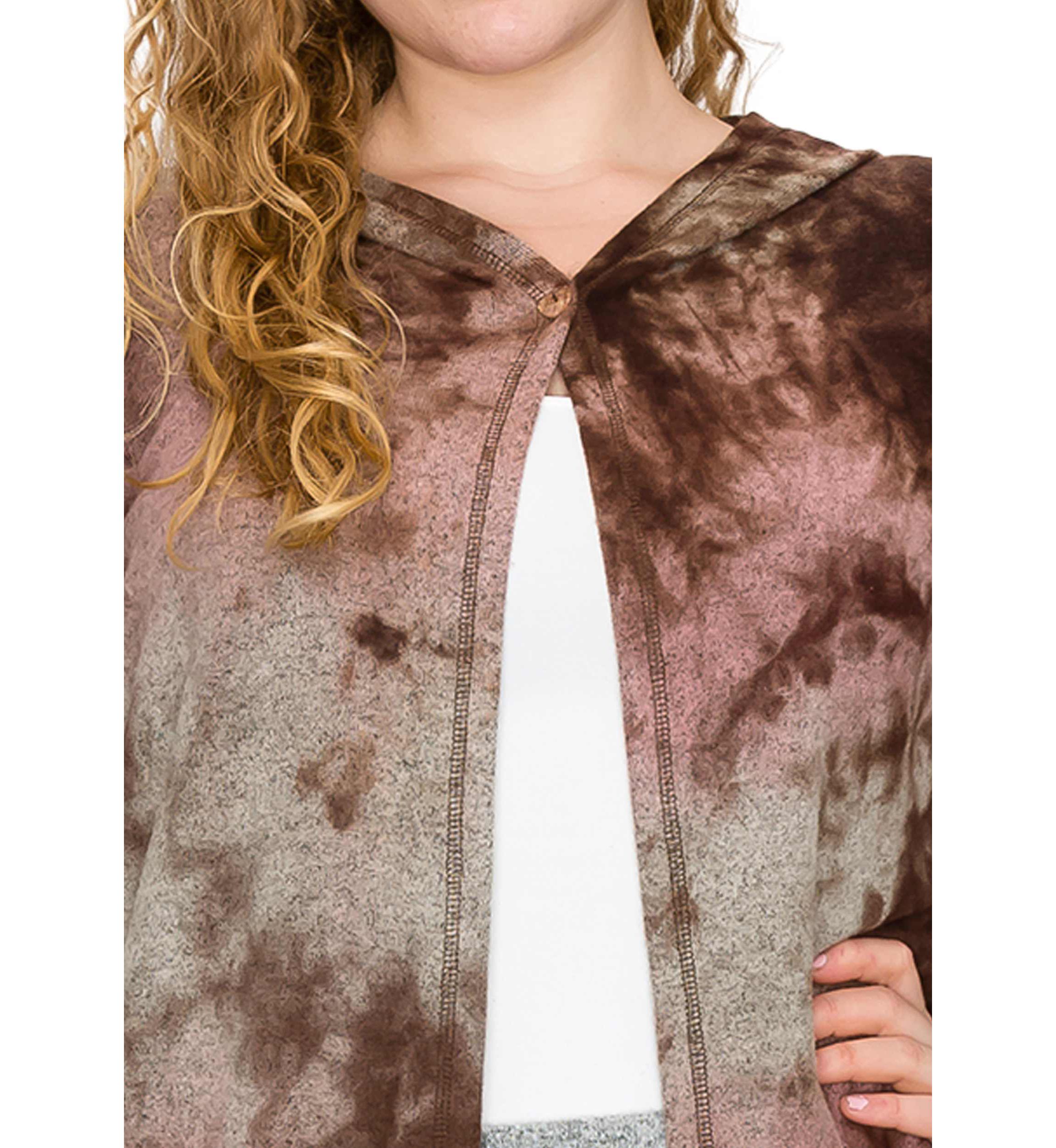 Hand Tie Dye Cozy One Button Hoodie Pocket Cardi