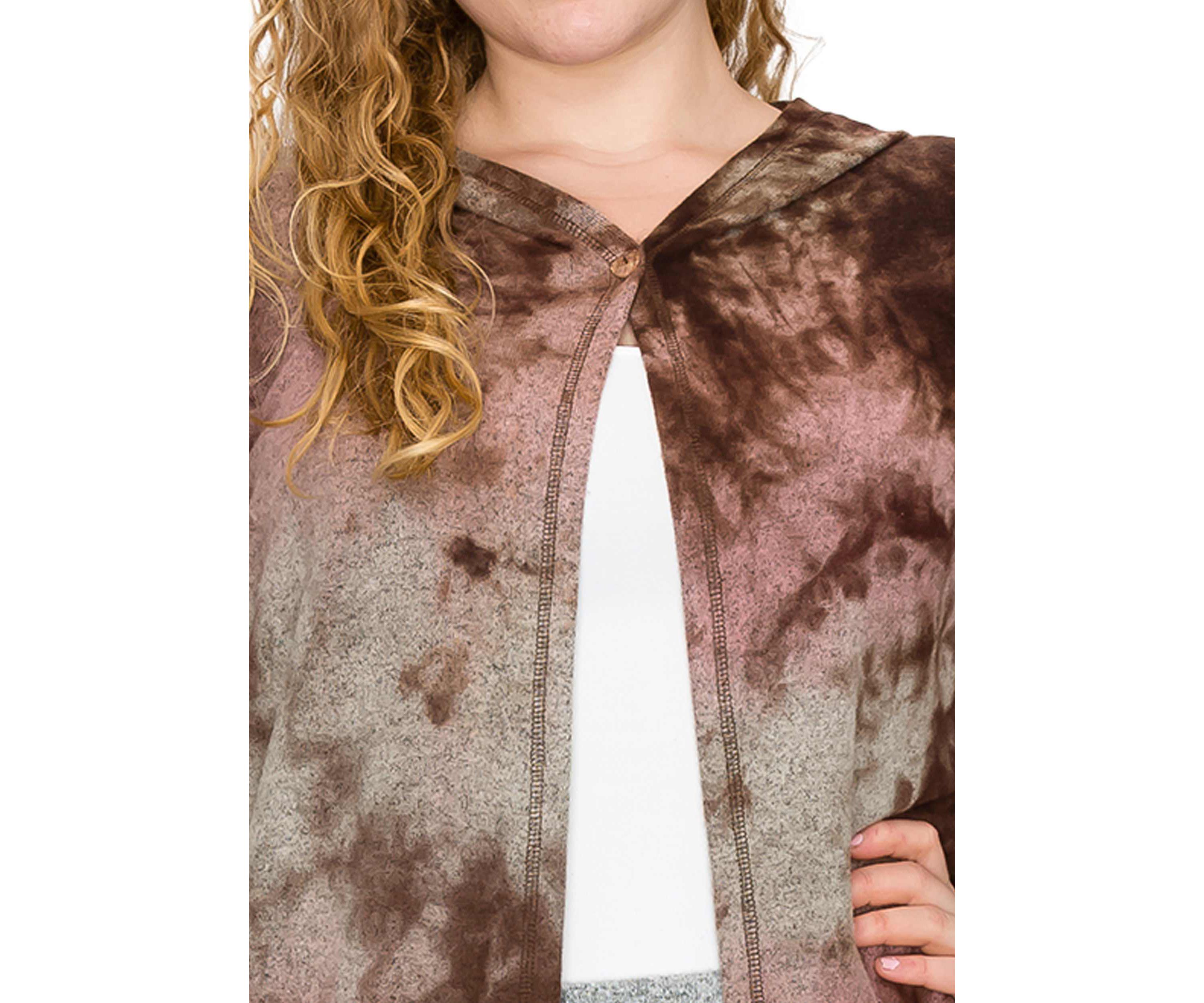 Hand Tie Dye Cozy One Button Hoodie Pocket Cardi