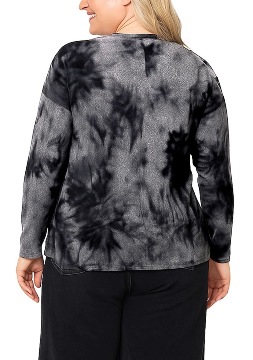 Tie Dye Cozy Button Shoulder Long Sleeve