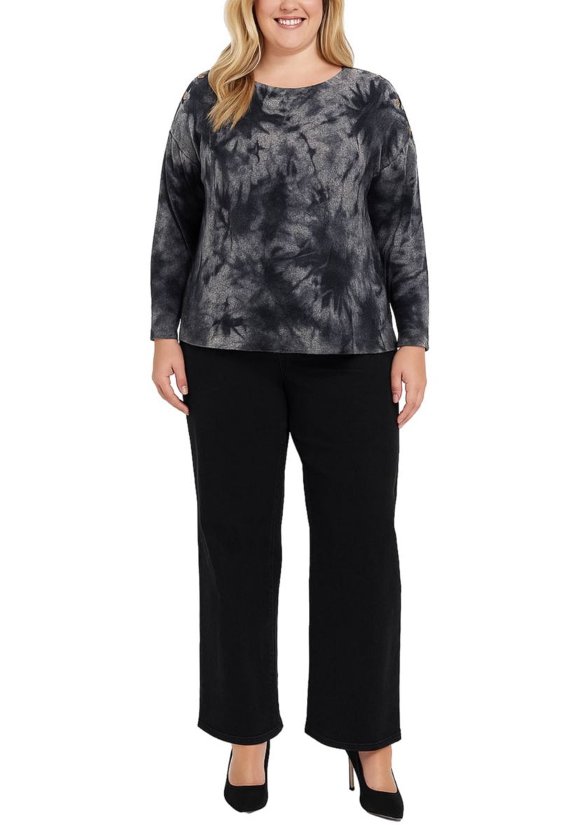 Tie Dye Cozy Button Shoulder Long Sleeve