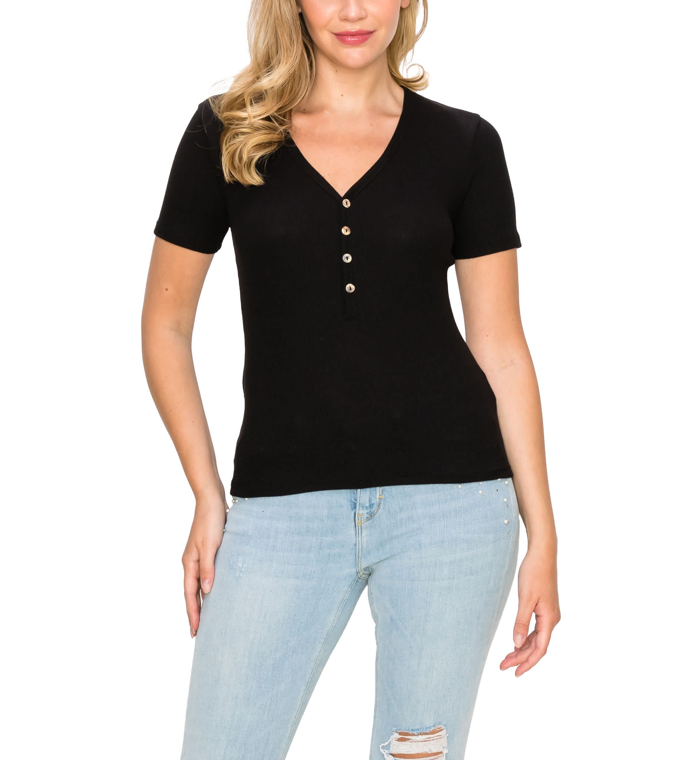 Baby Thermal Short Sleeve V Neck Henley