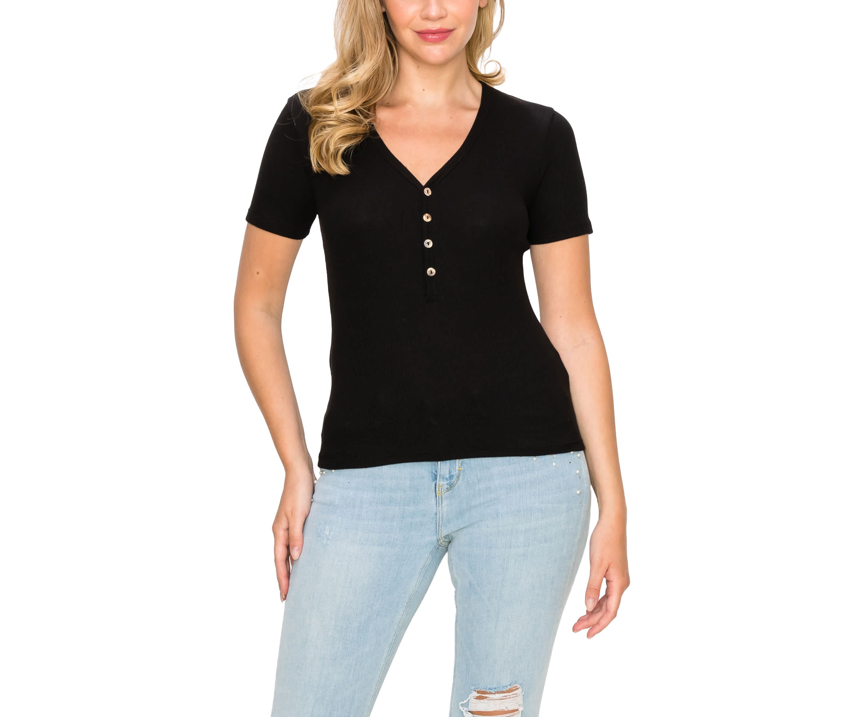 Baby Thermal Short Sleeve V Neck Henley