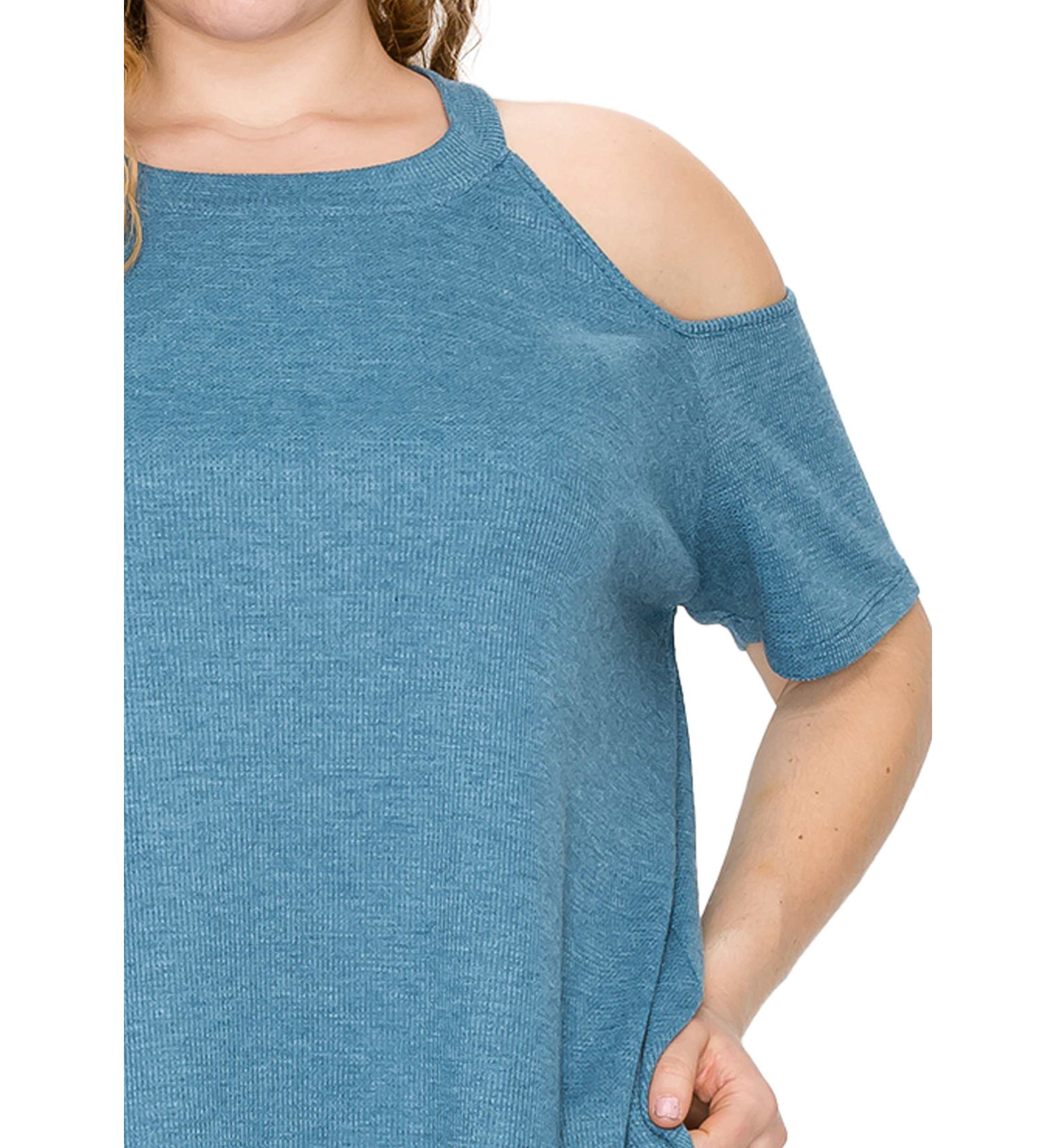 Thermal Cold Shoulder Short Sleeve