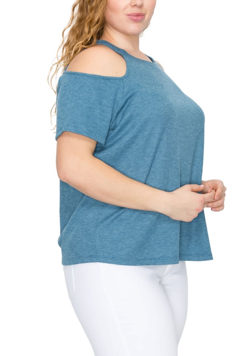 Thermal Cold Shoulder Short Sleeve