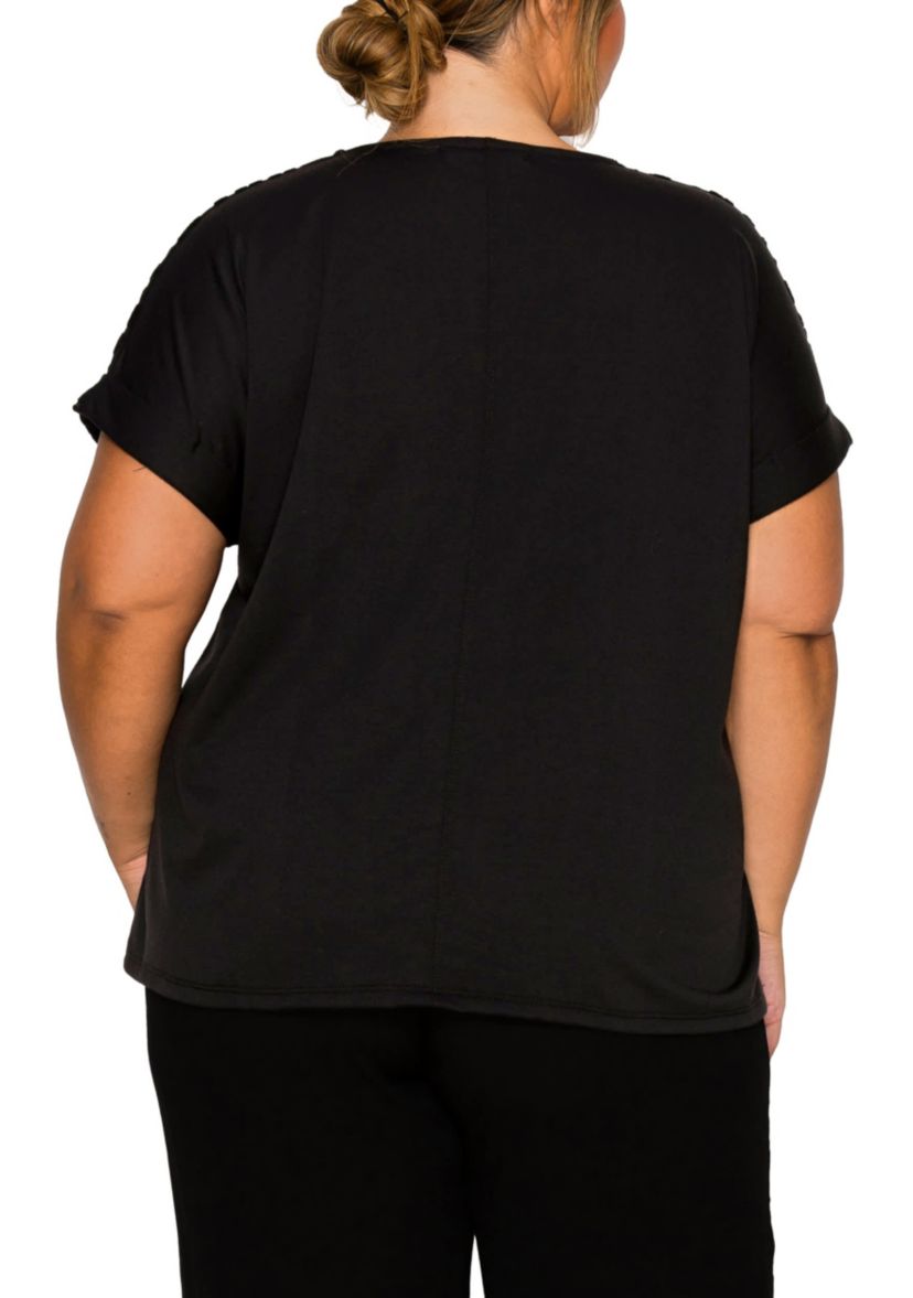 Cheetah Burnout Contrast Yoke Dolman Rolled Sleeve