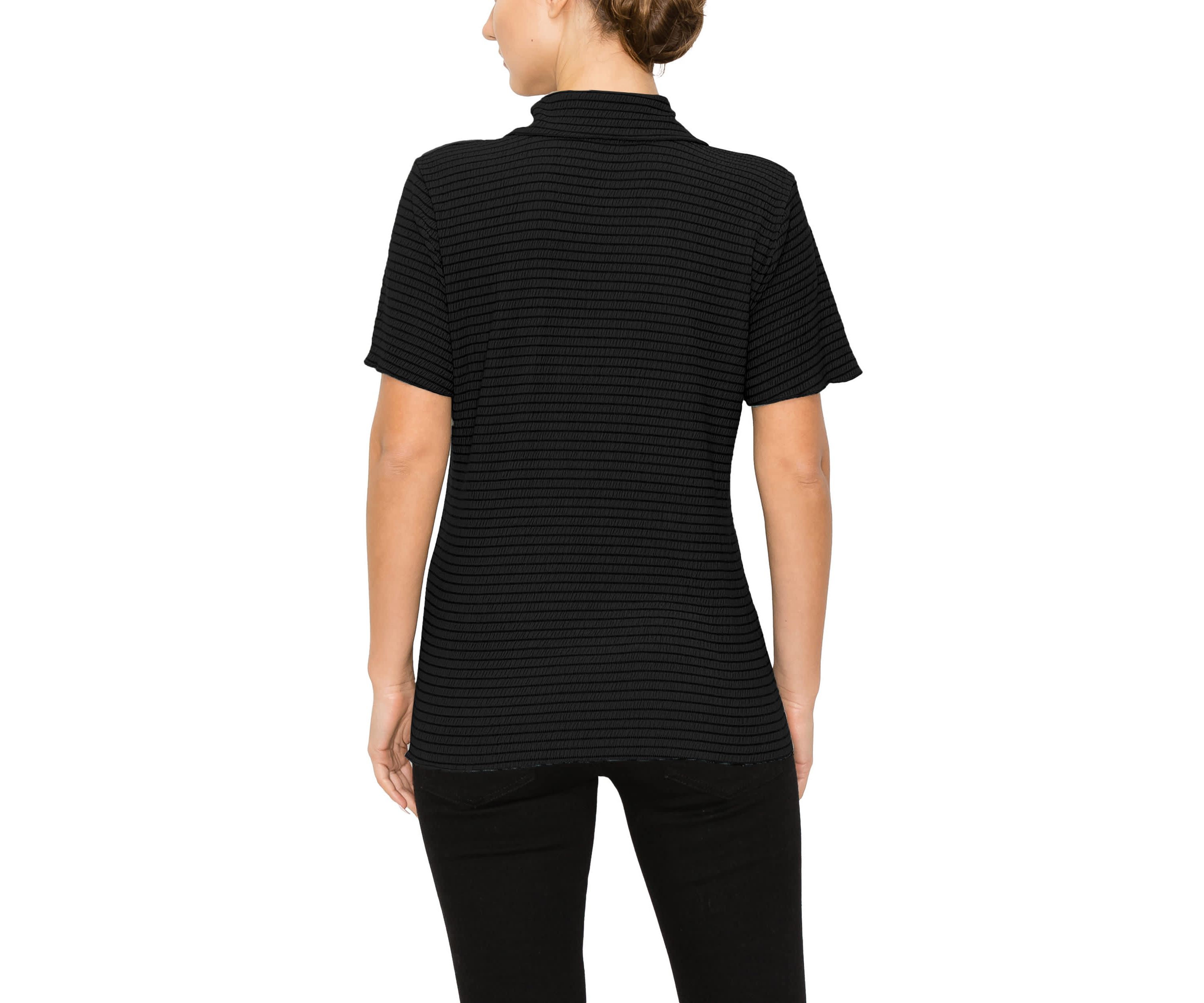 Smocked Jersey Short Sleeve Button Shirt