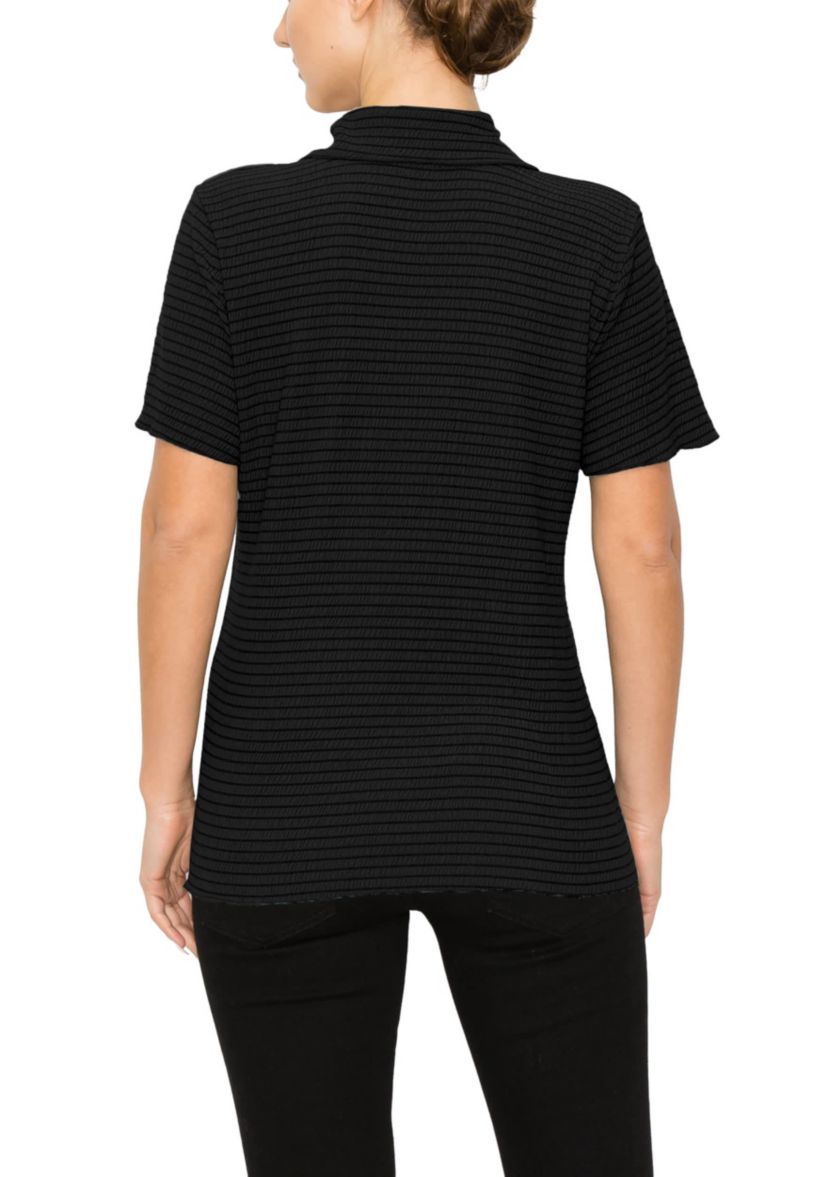 Smocked Jersey Short Sleeve Button Shirt