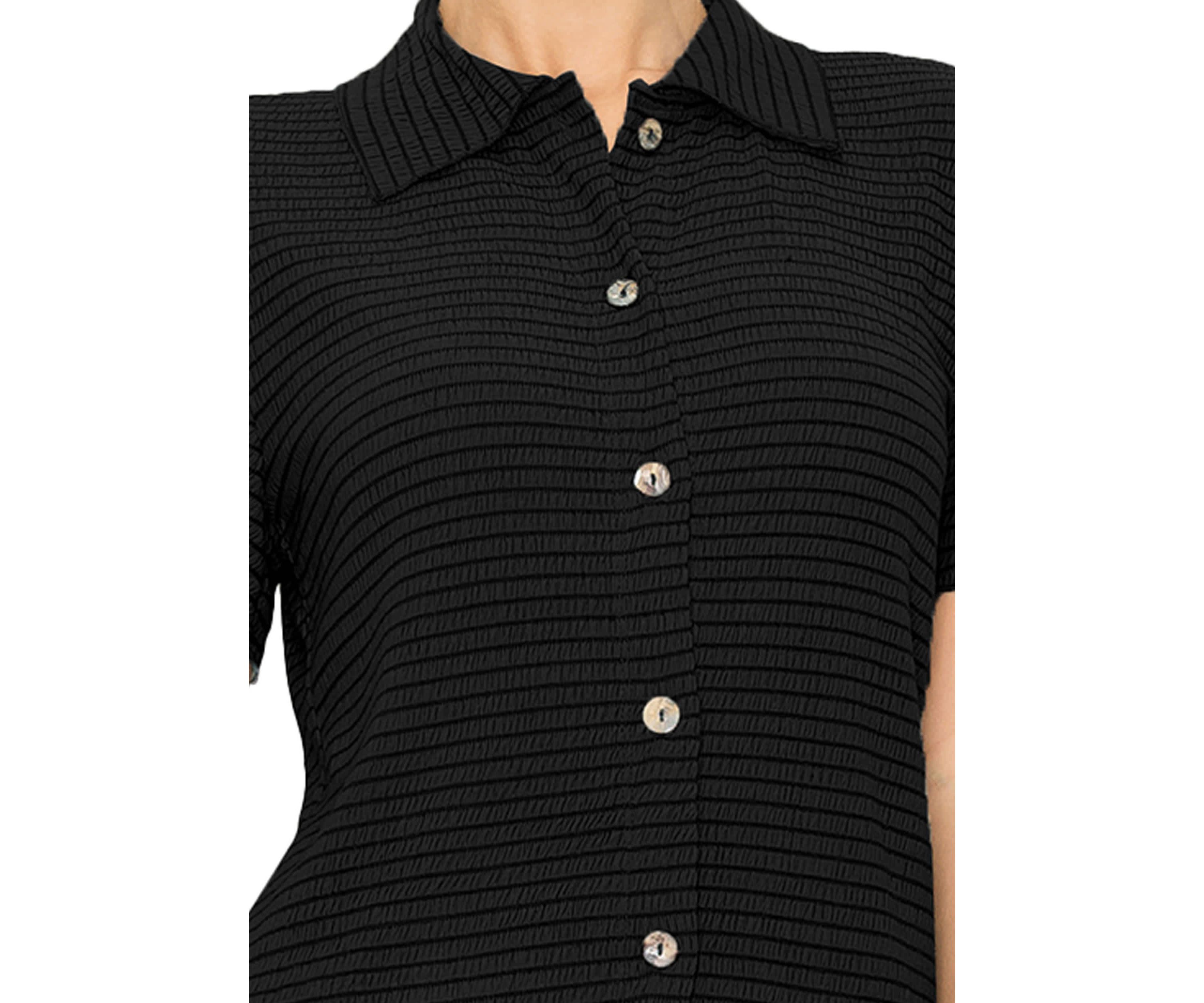 Smocked Jersey Short Sleeve Button Shirt