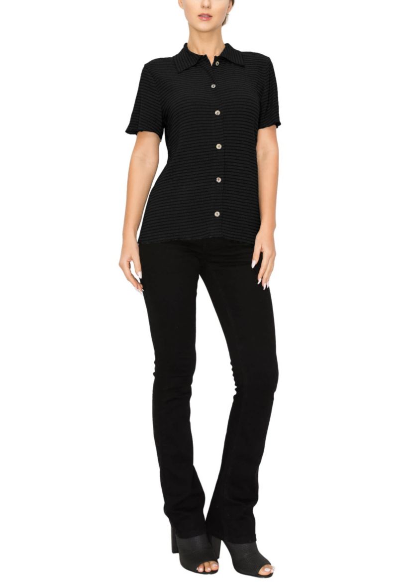 Smocked Jersey Short Sleeve Button Shirt