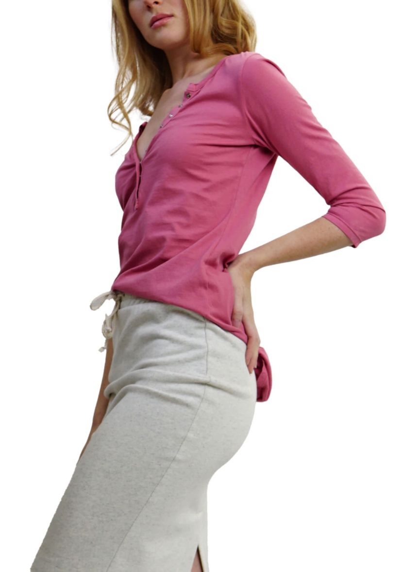 Cotton Jersey Ring Snap Henley