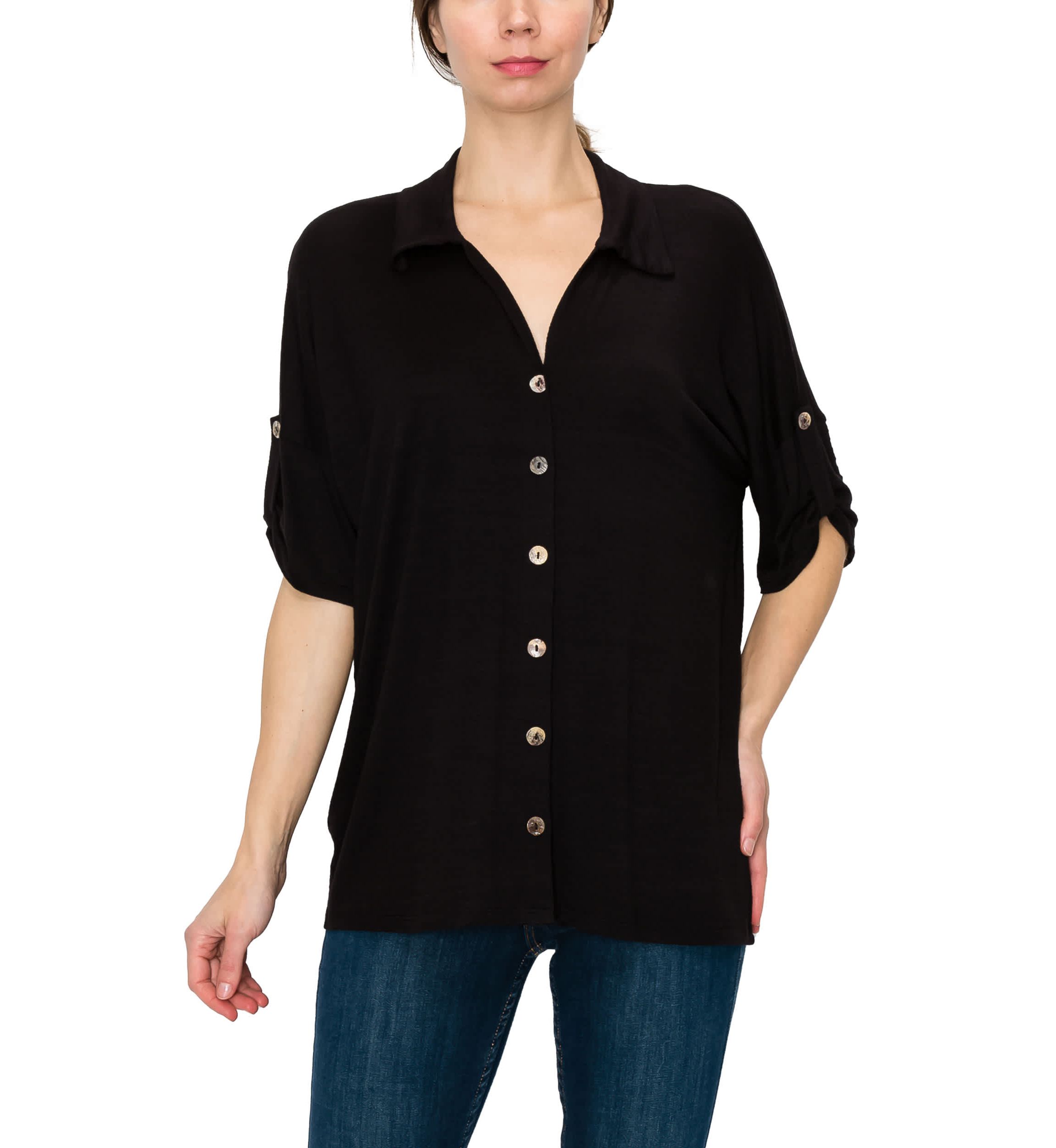 Ice Slub Jersey Rolled Tab Camp Shirt