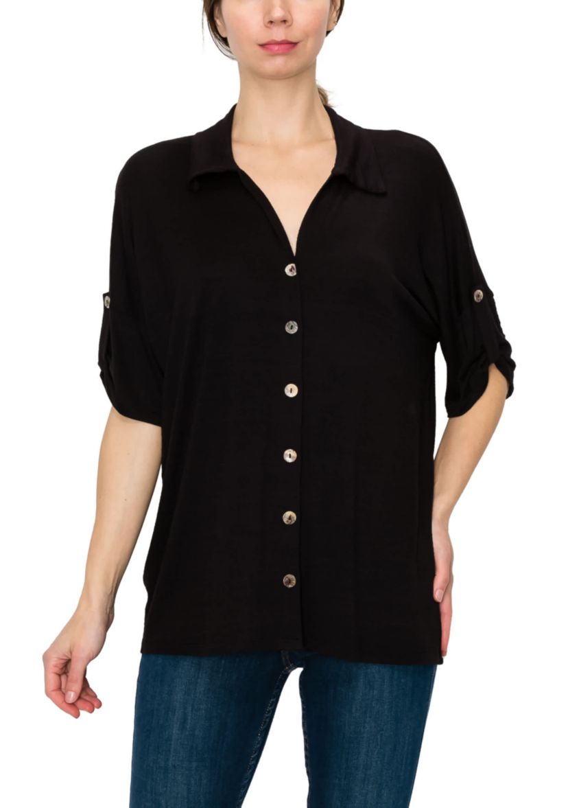 Ice Slub Jersey Rolled Tab Camp Shirt