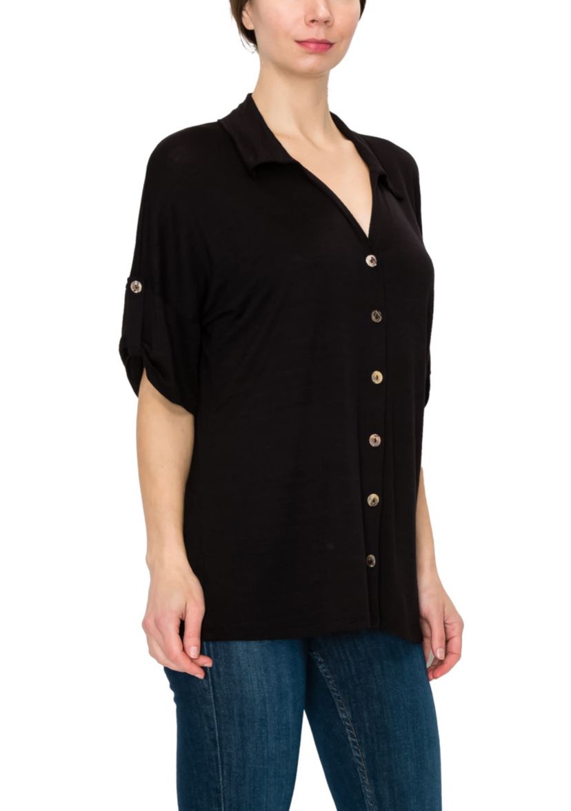 Ice Slub Jersey Rolled Tab Camp Shirt