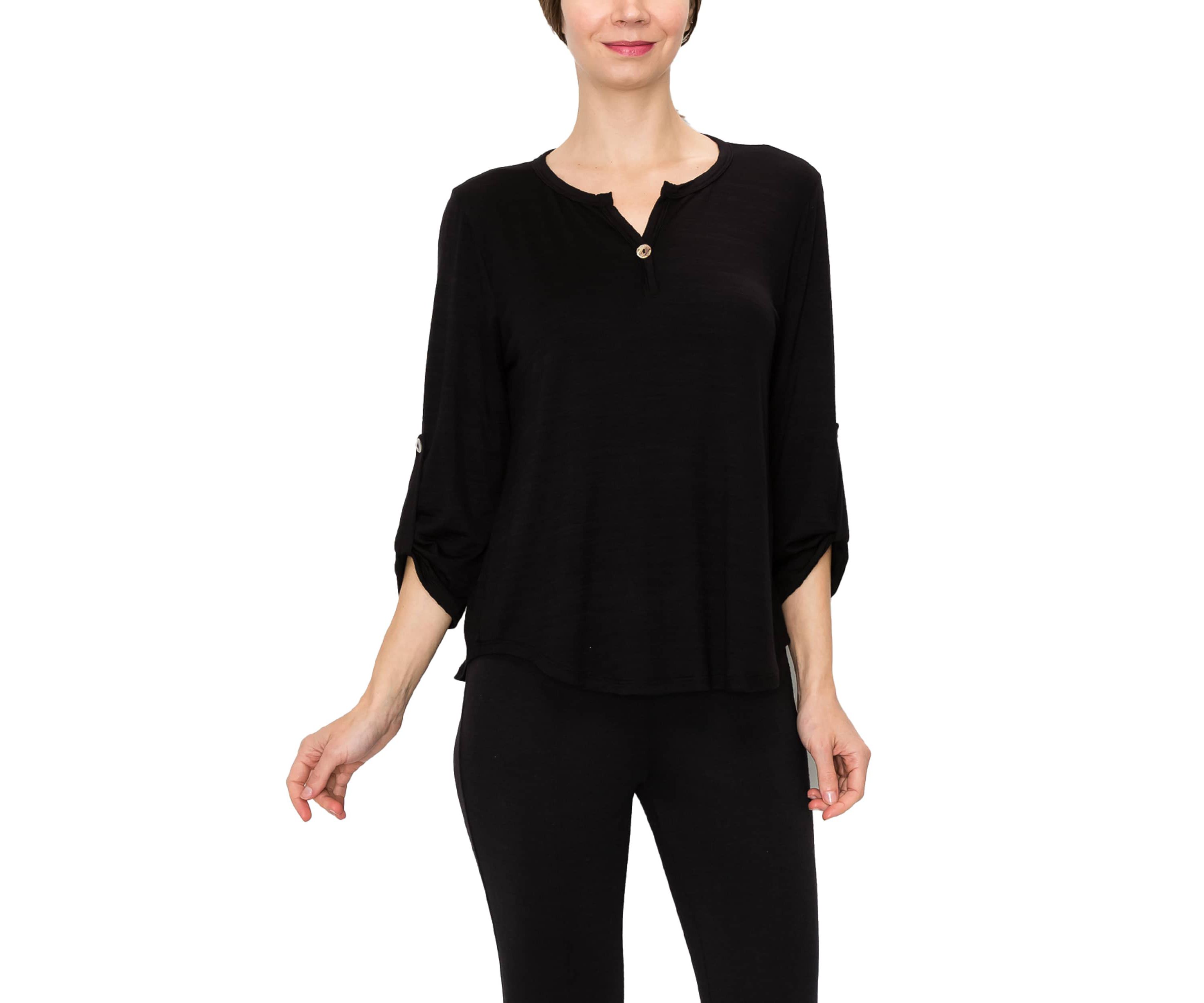 Ice Slub Jersey 1 Button Henley Rolled Tab 3Q Sleeve