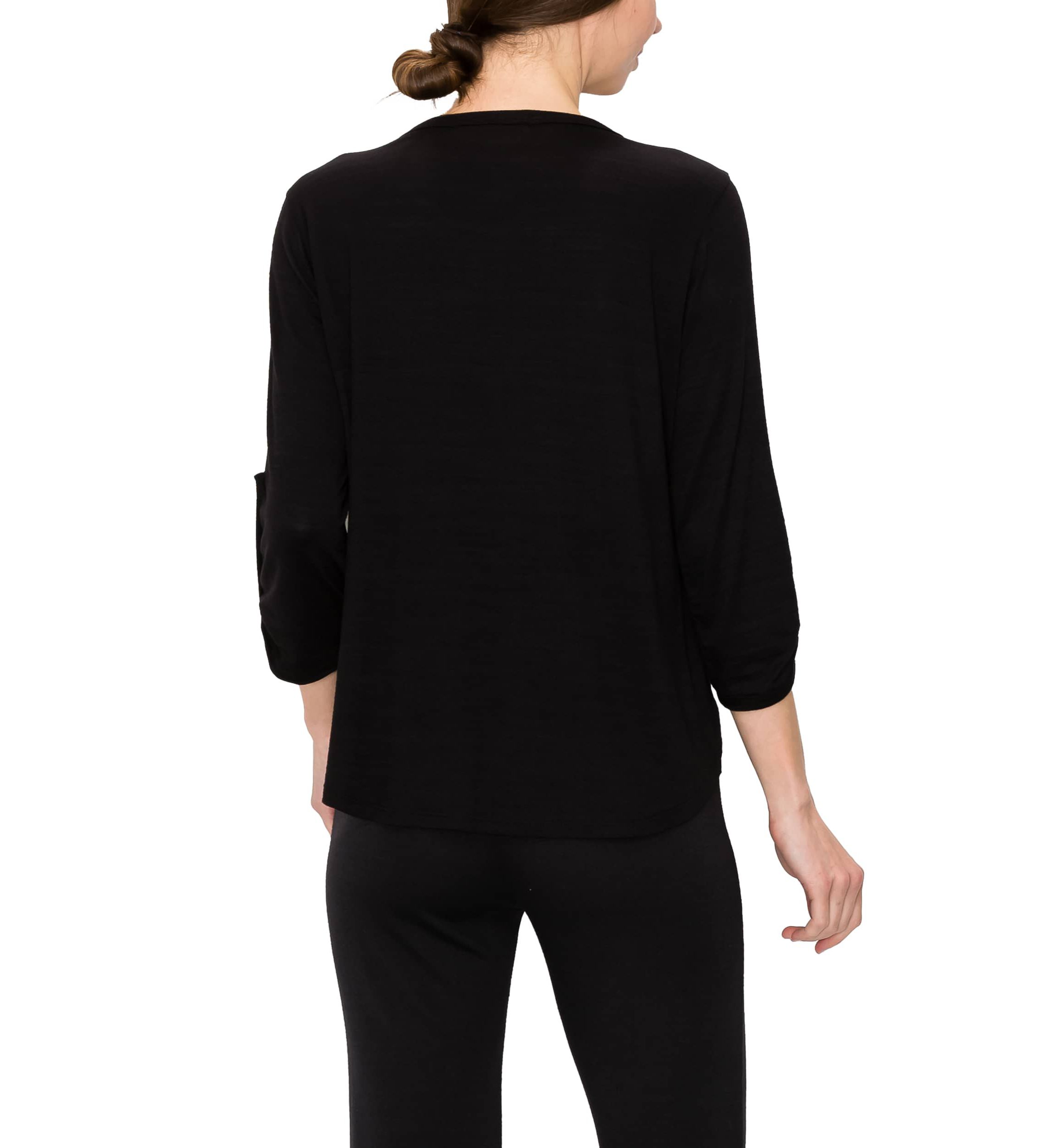 Ice Slub Jersey 1 Button Henley Rolled Tab 3Q Sleeve