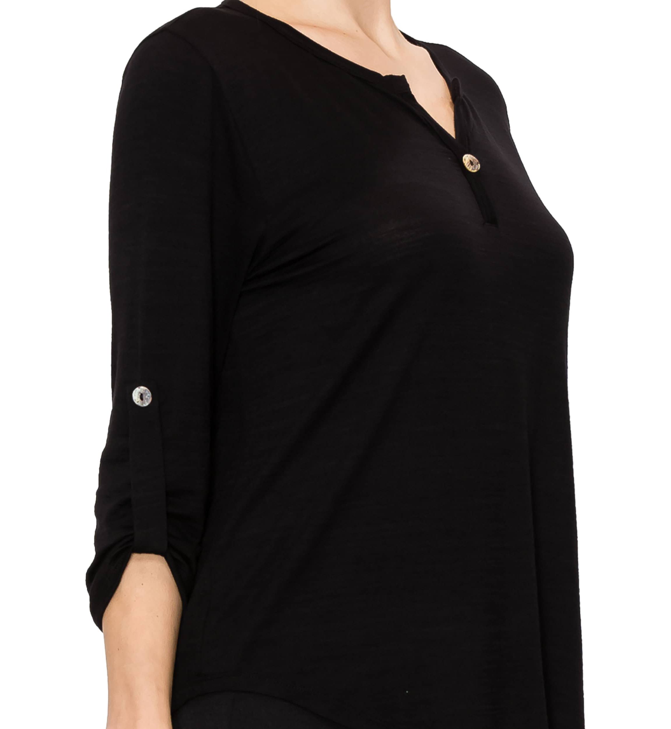 Ice Slub Jersey 1 Button Henley Rolled Tab 3Q Sleeve