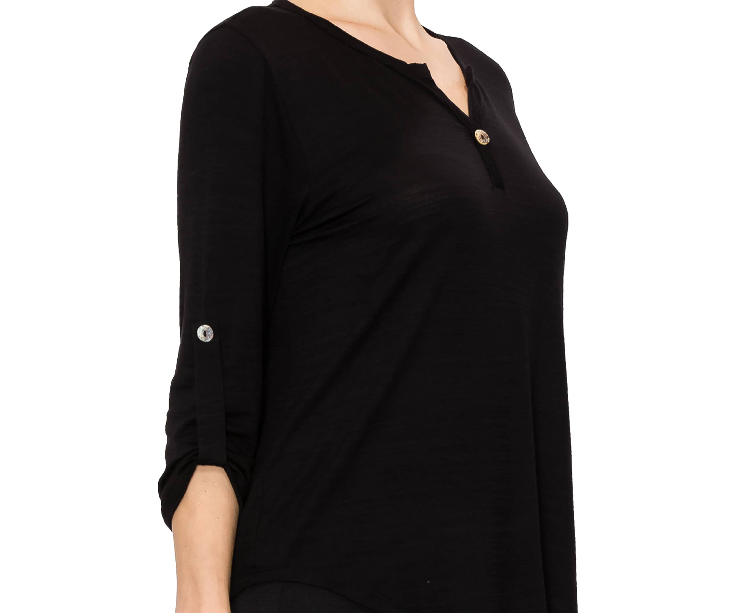 Ice Slub Jersey 1 Button Henley Rolled Tab 3Q Sleeve