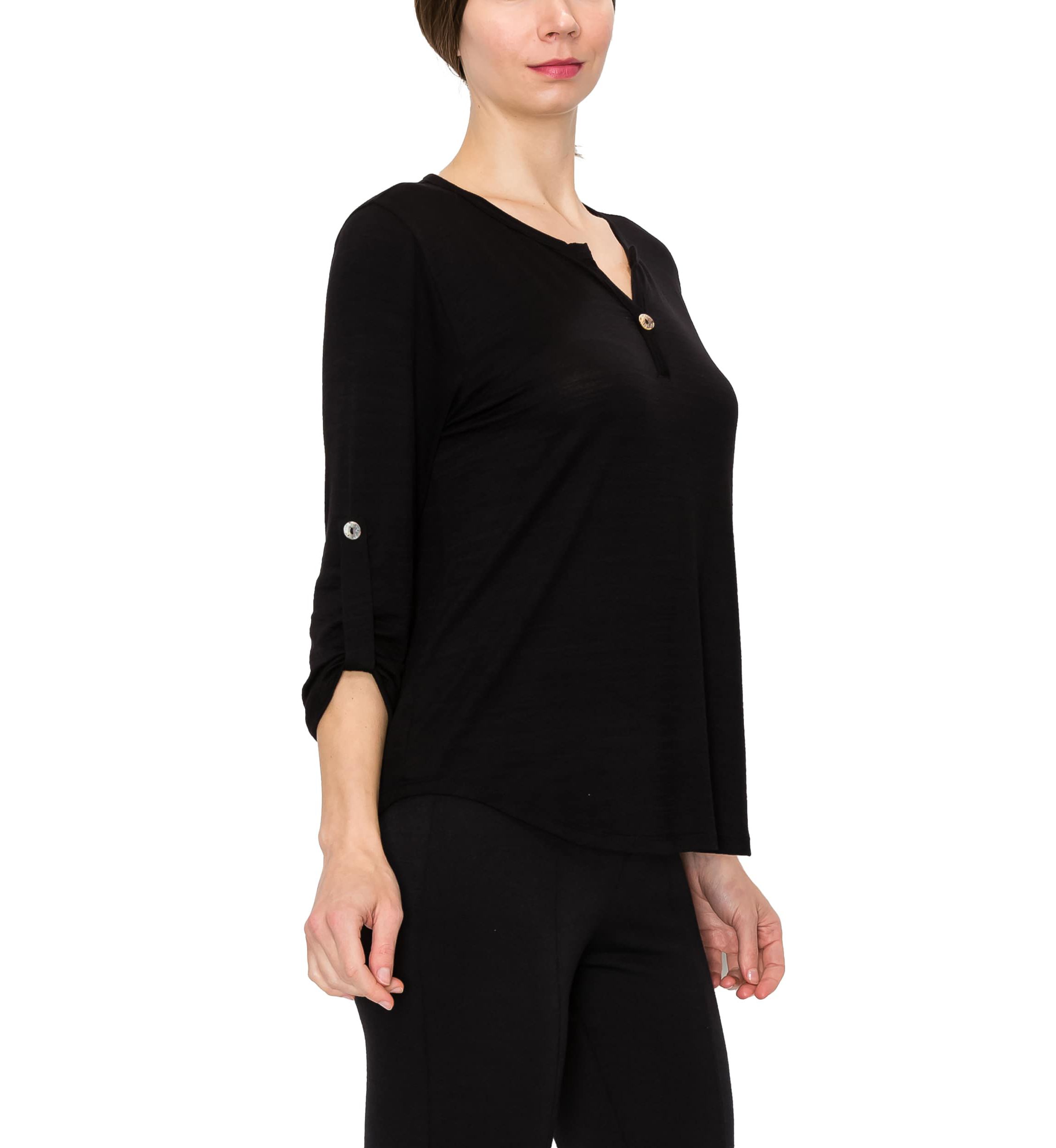 Ice Slub Jersey 1 Button Henley Rolled Tab 3Q Sleeve