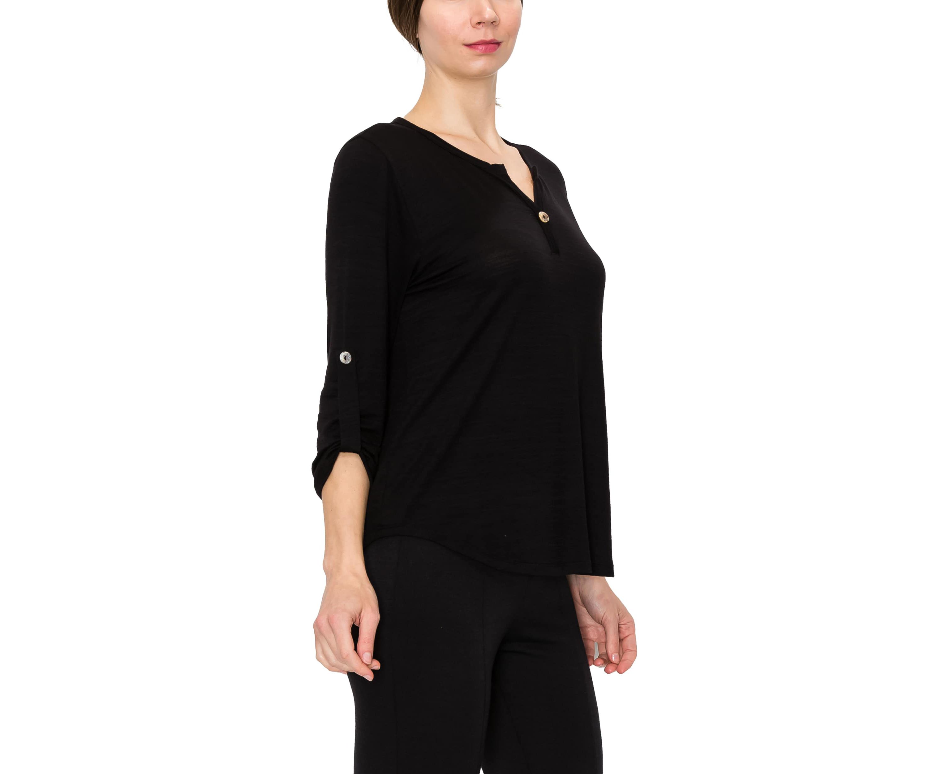 Ice Slub Jersey 1 Button Henley Rolled Tab 3Q Sleeve