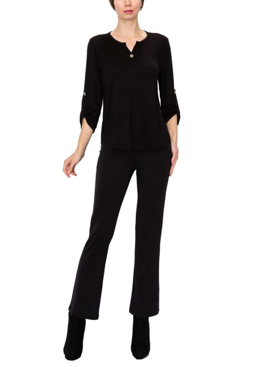 Ice Slub Jersey 1 Button Henley Rolled Tab 3Q Sleeve