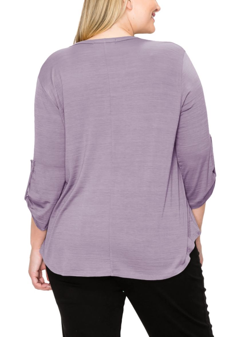 Ice Slub Jersey 1 Button Henley Rolled Tab 3Q Sleeve