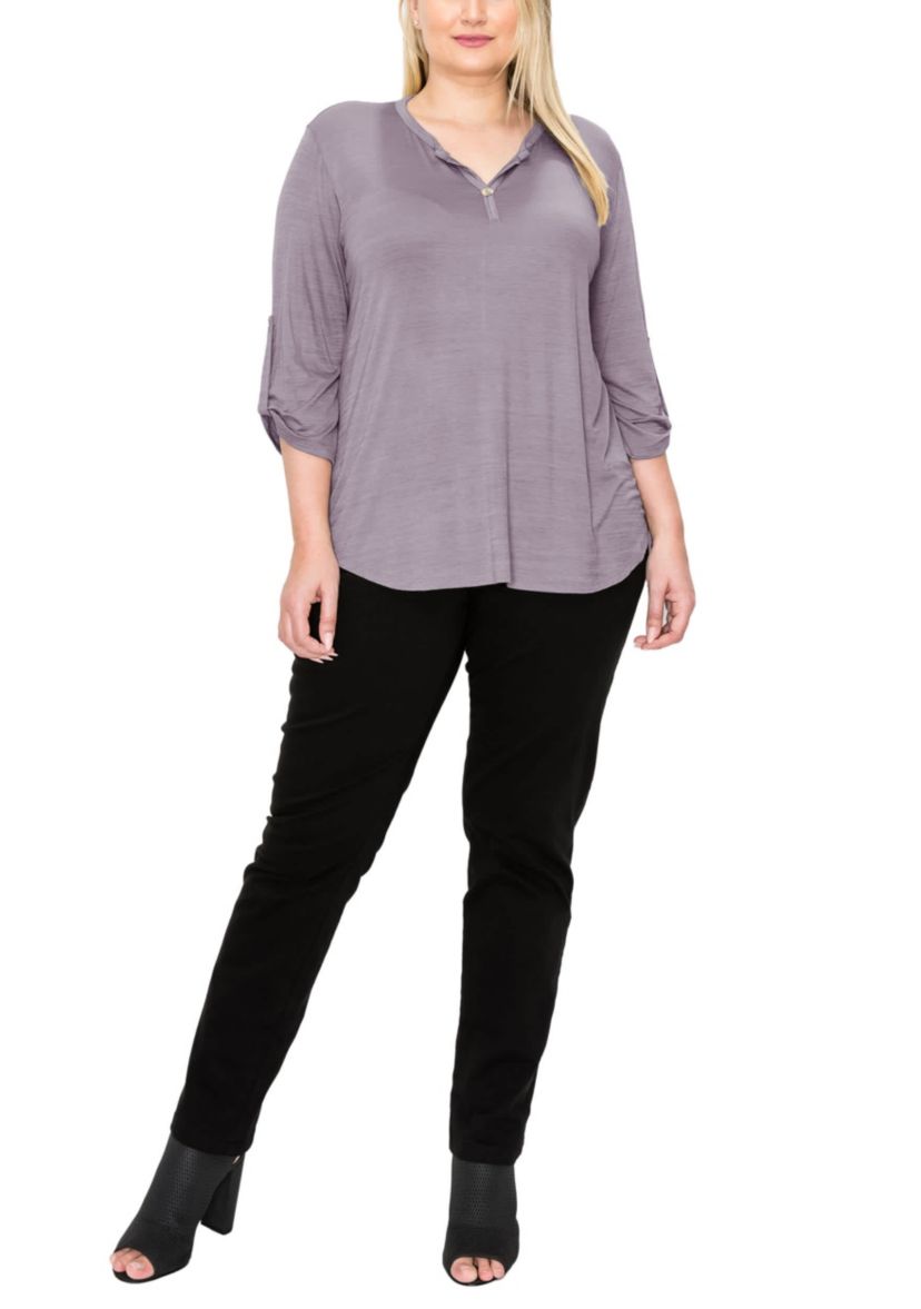 Ice Slub Jersey 1 Button Henley Rolled Tab 3Q Sleeve
