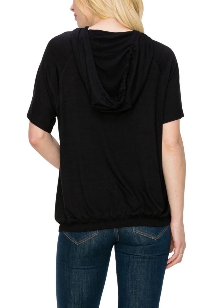 Ice Slub Jersey Hoodie Short Sleeve Elastic Hem