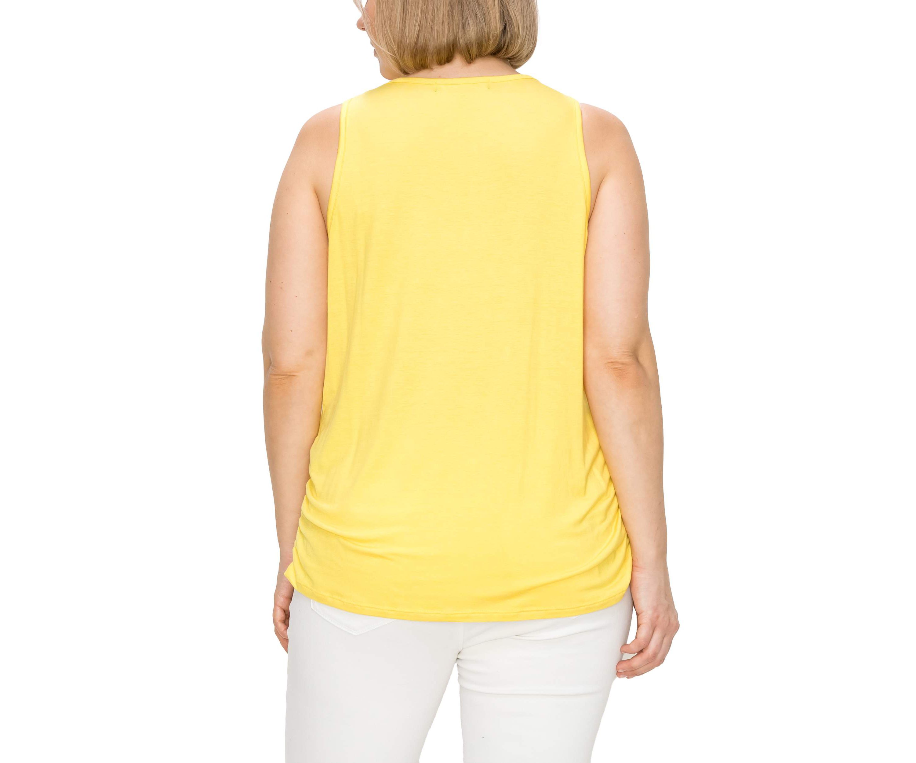 Rayon span Scoop Neck Side Ruched Tank