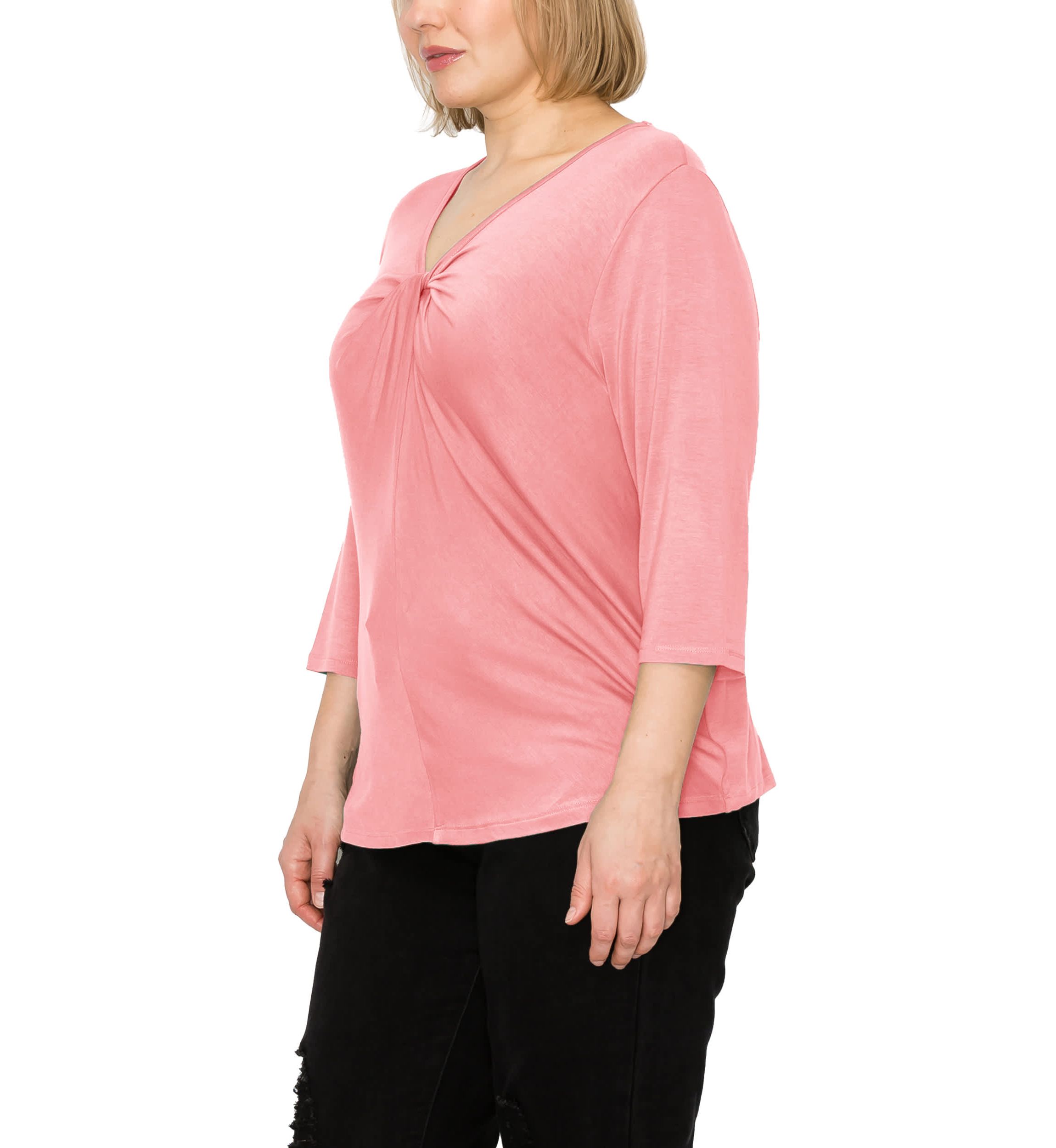 Rayon Span Twist Neck 3Q Sleeve