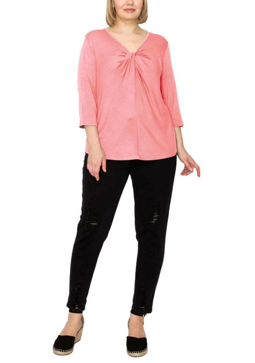 Rayon Span Twist Neck 3Q Sleeve